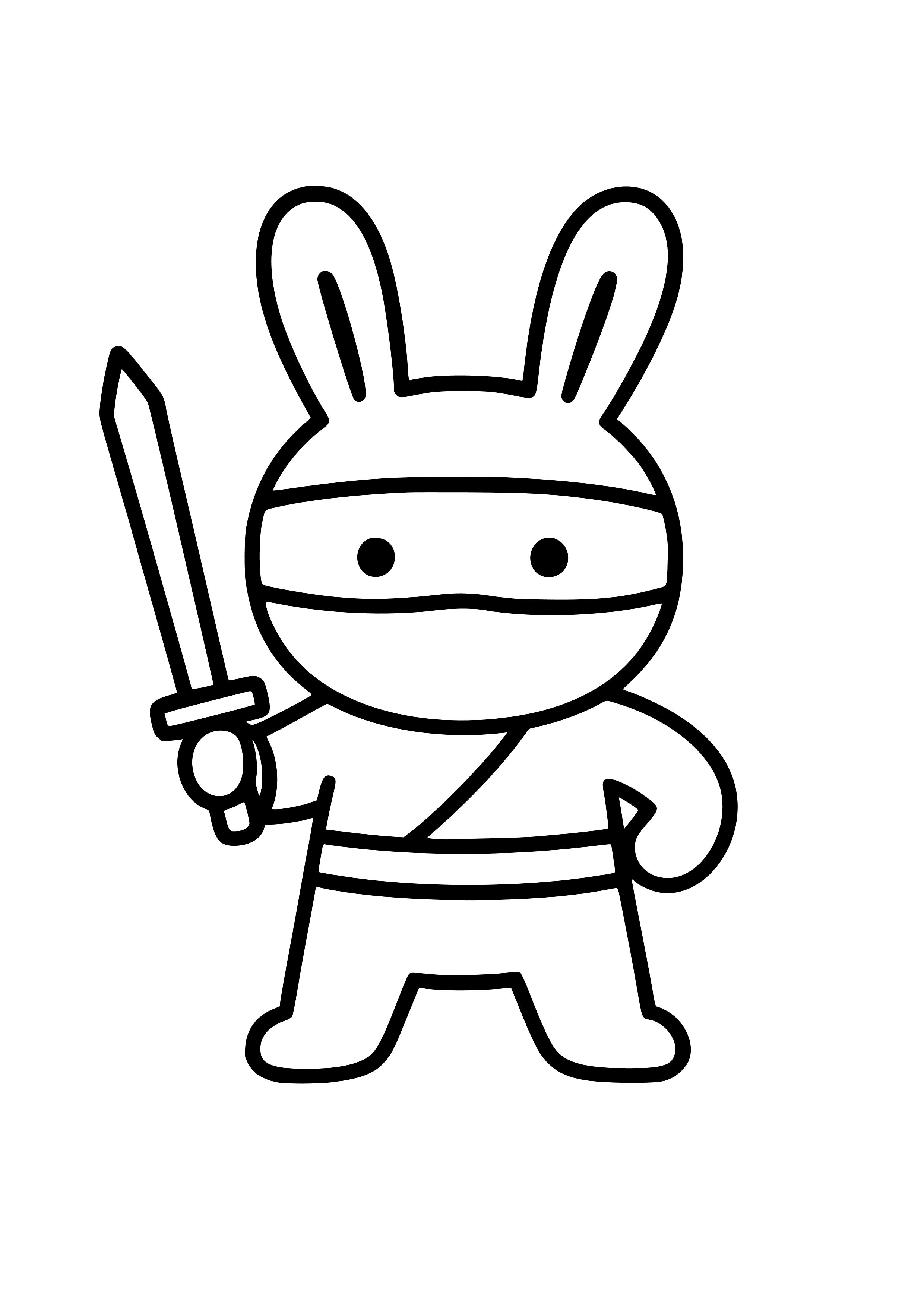 Ninja Rabbit with a Sword Coloring Page
