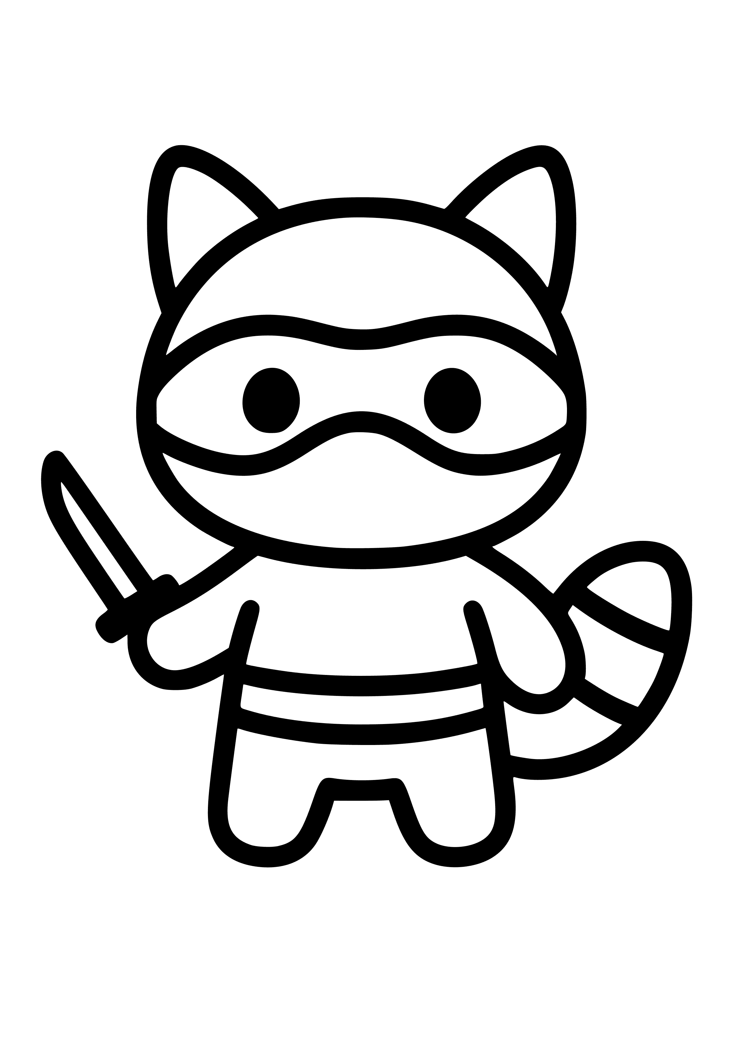 Ninja Raccoon with a Mask Coloring Page