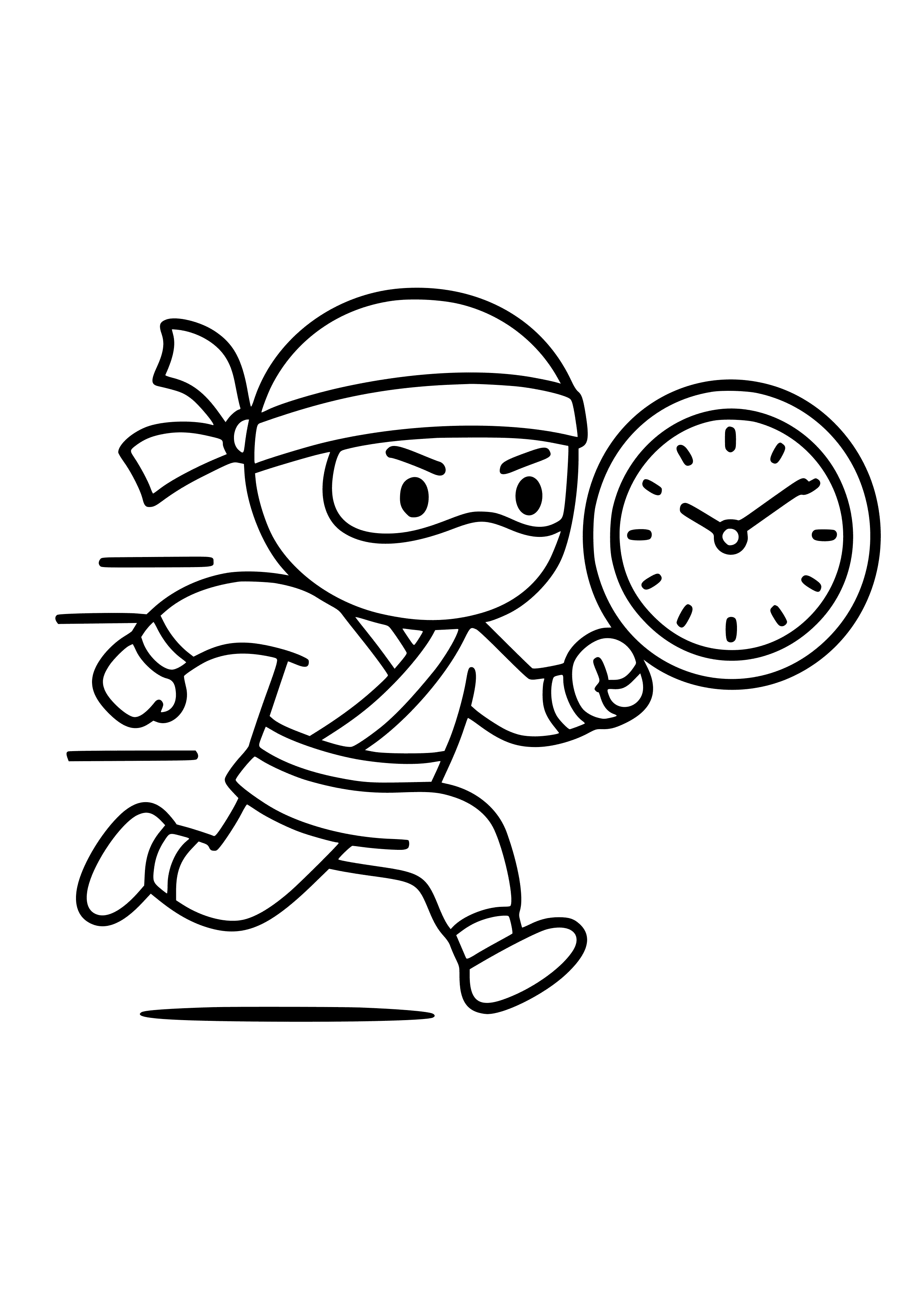 Ninja Racing Against Time Coloring Page