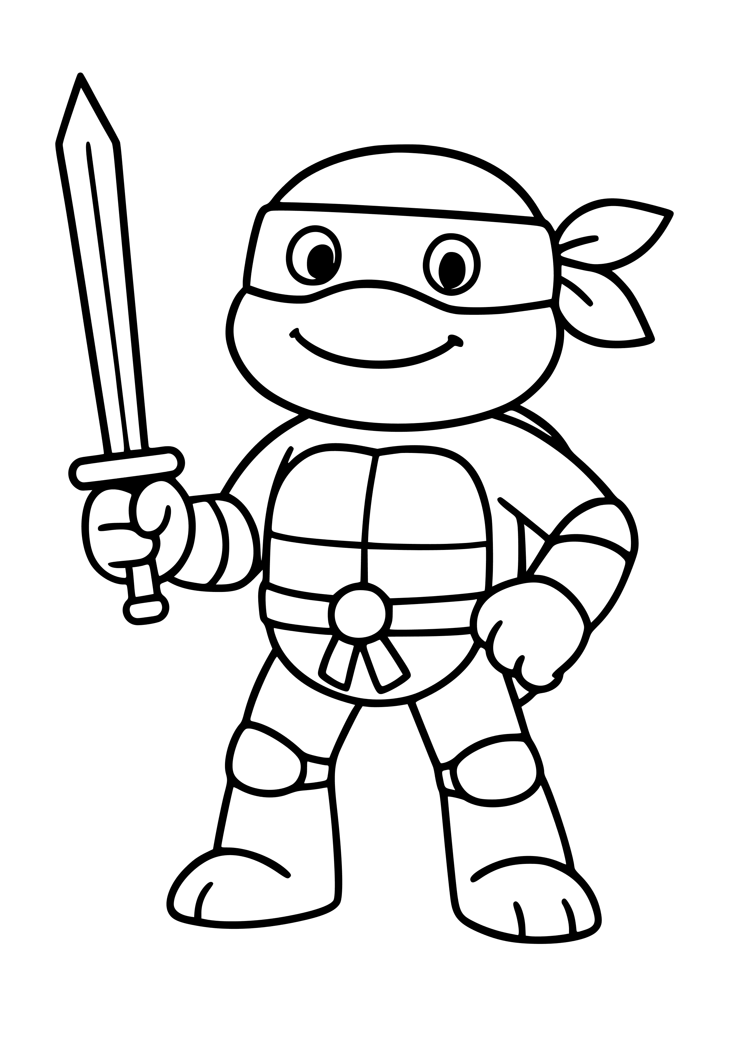 Ninja Turtle with a Sword Coloring Page
