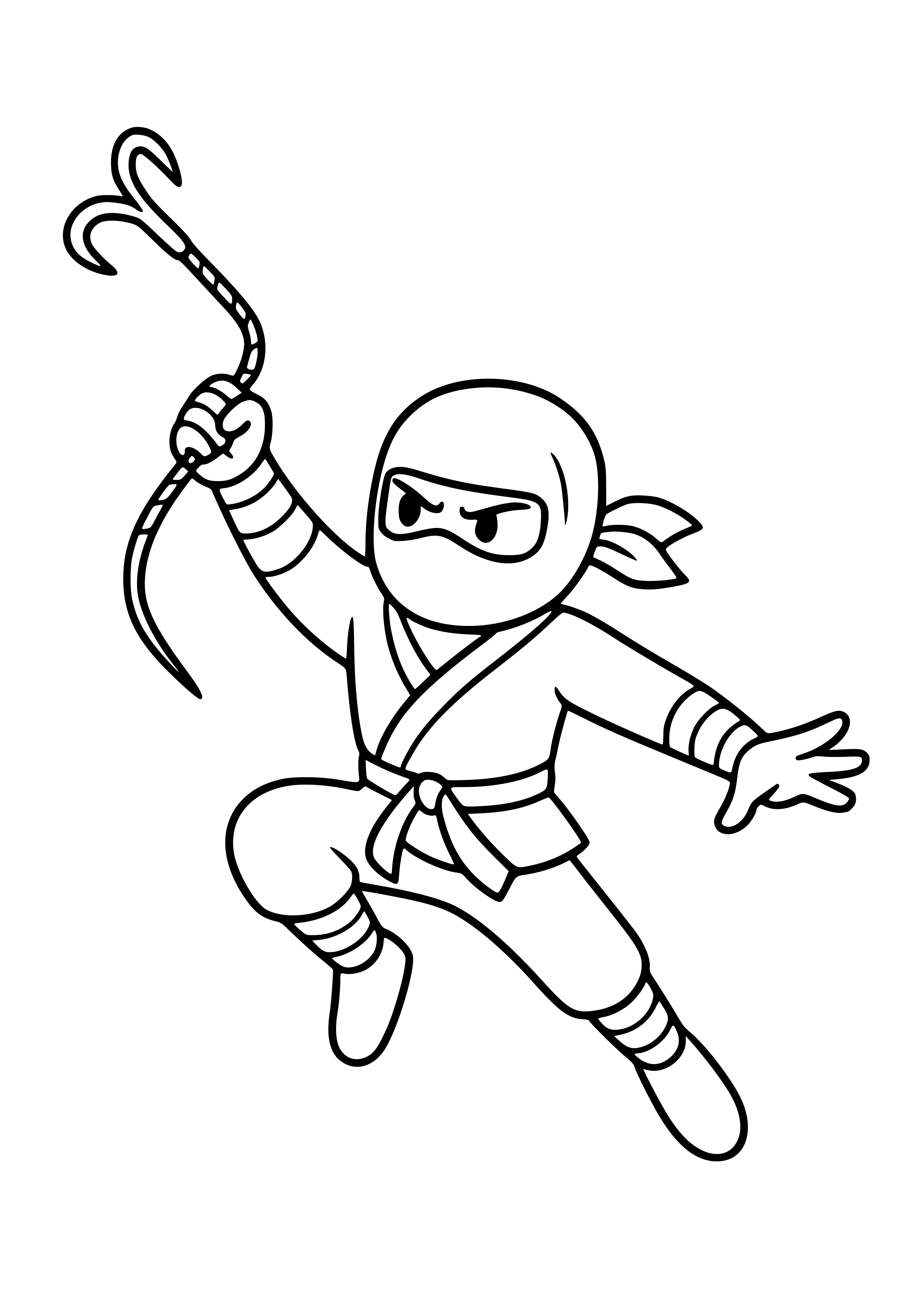 Ninja Using a Grappling Hook Coloring Page
