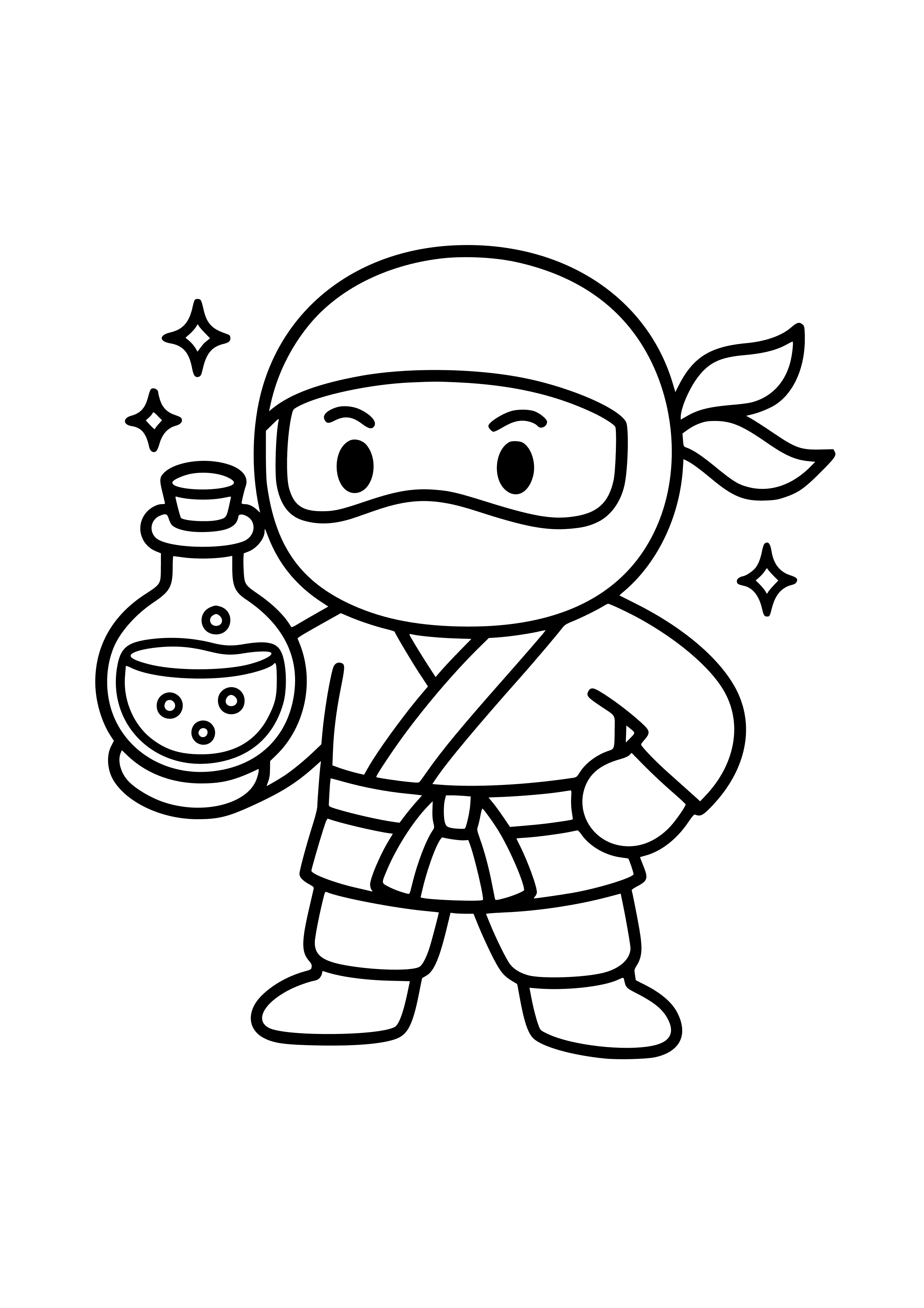 Ninja with a Magic Potion Coloring Page