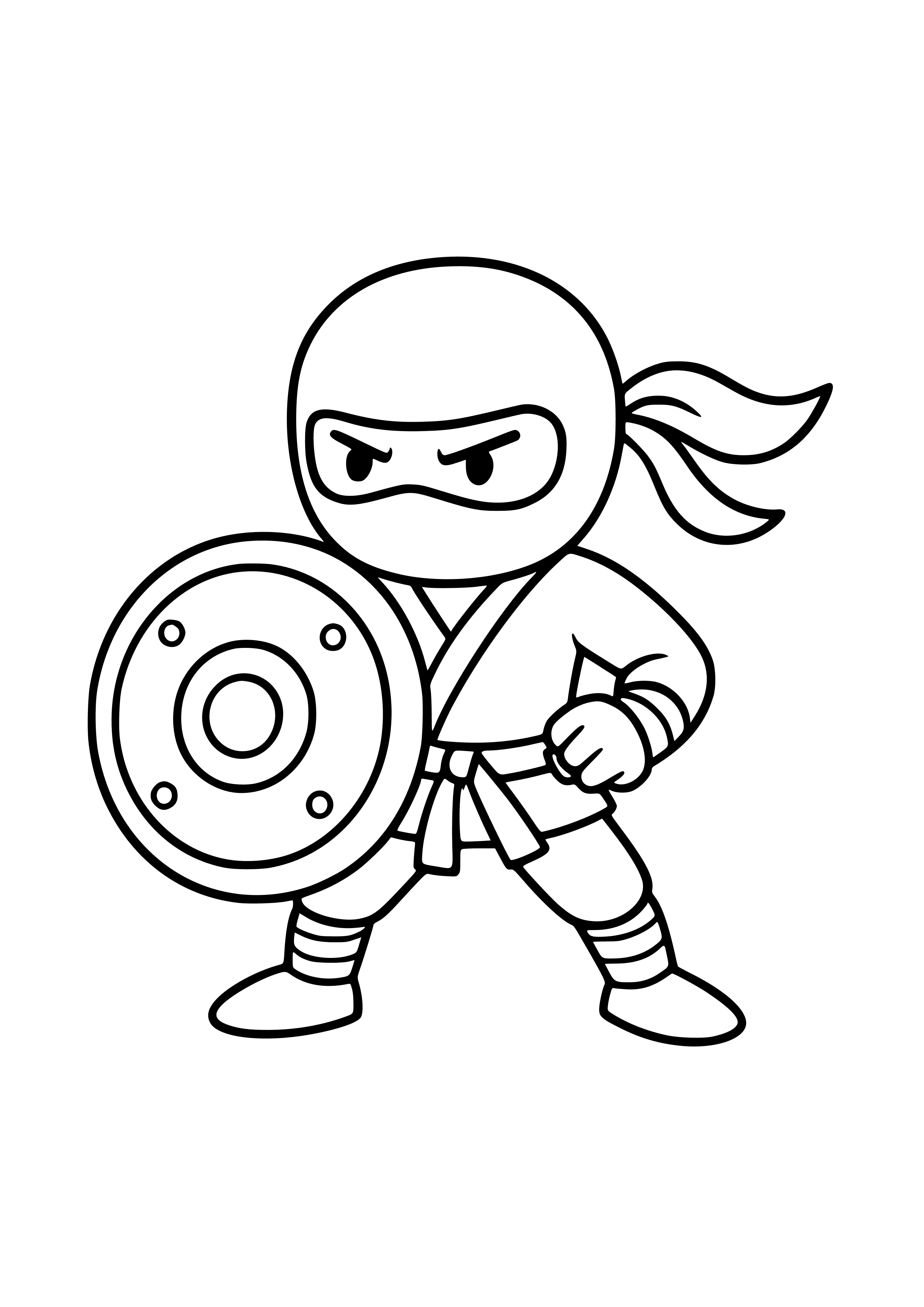 Ninja with a Shield Coloring Page