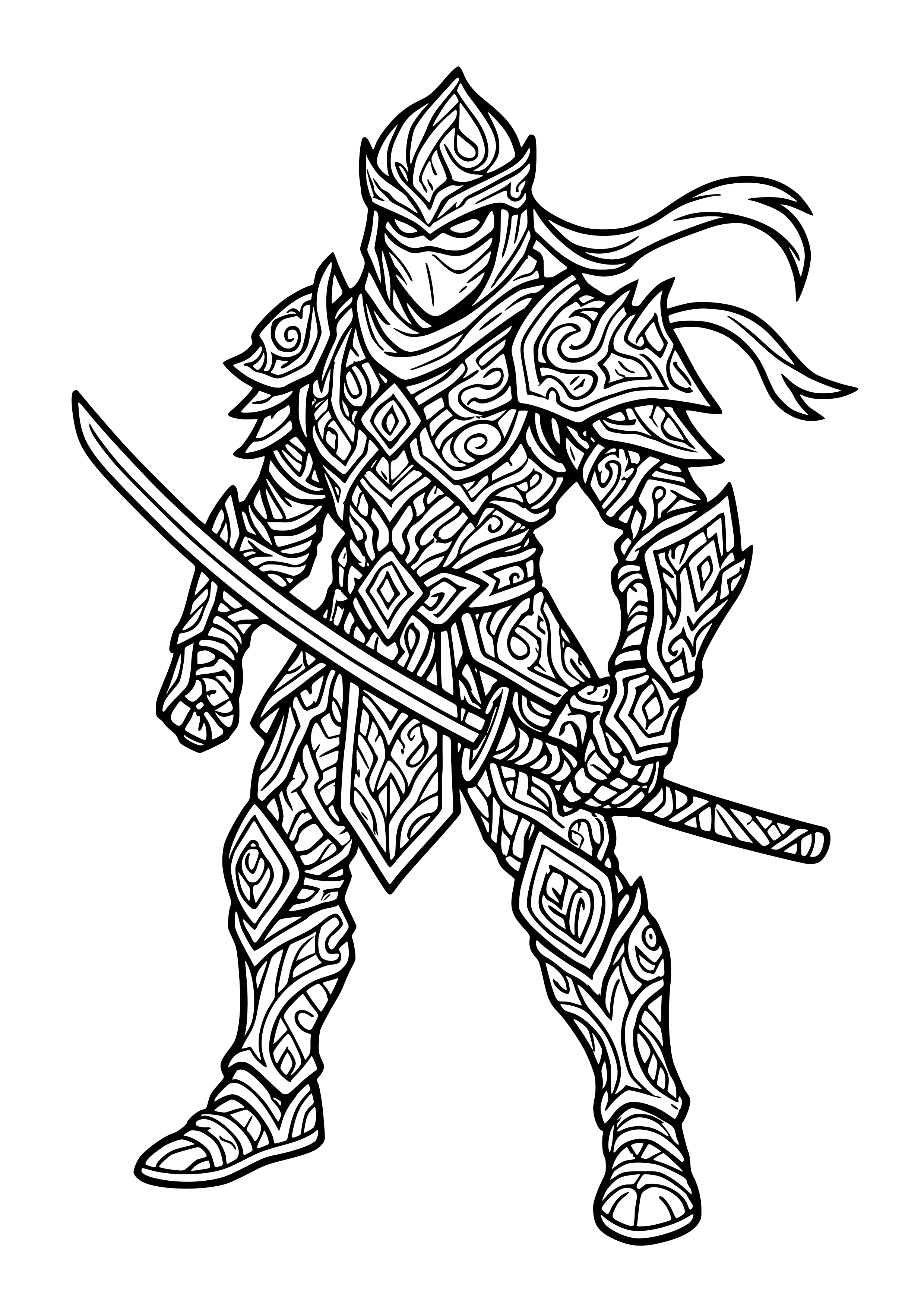 Ninja with Enchanted Armor Coloring Page