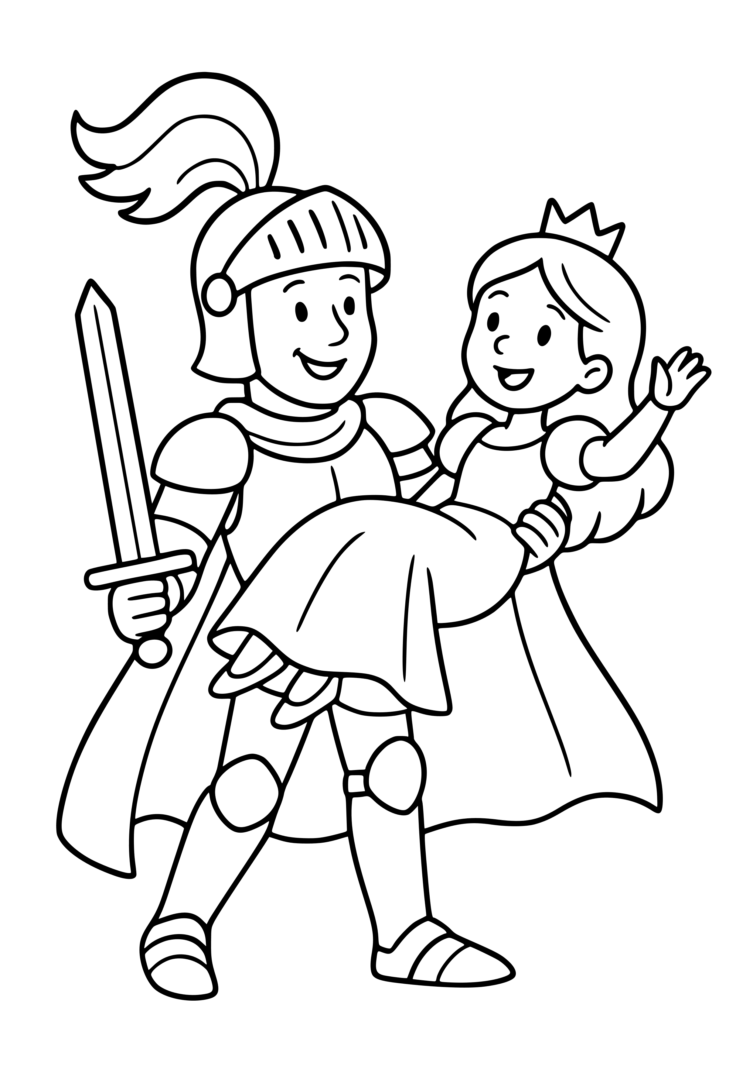 Noble Knight Rescuing a Princess Coloring Page