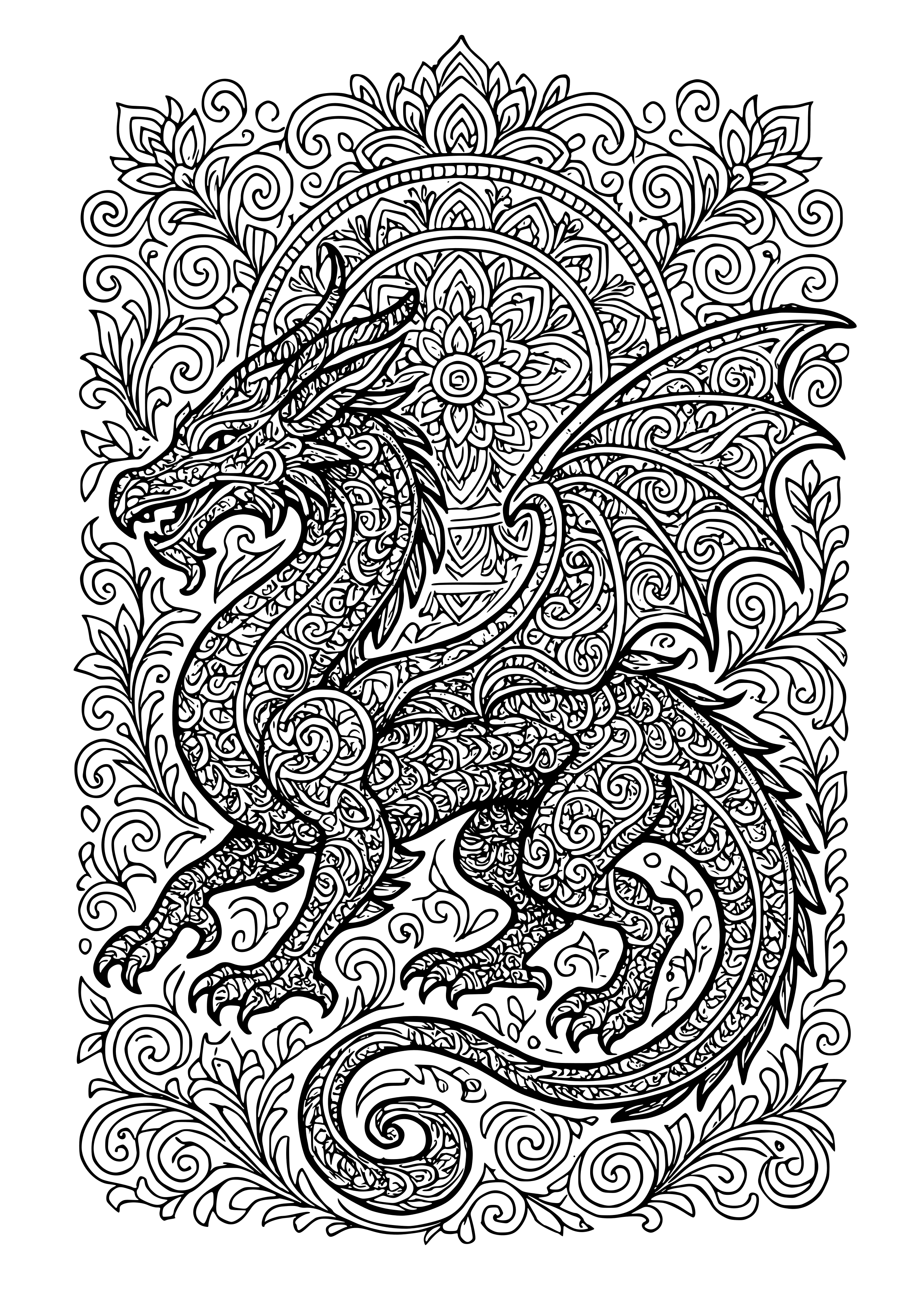 Ornate Designs of Zodiac Creatures Coloring Page