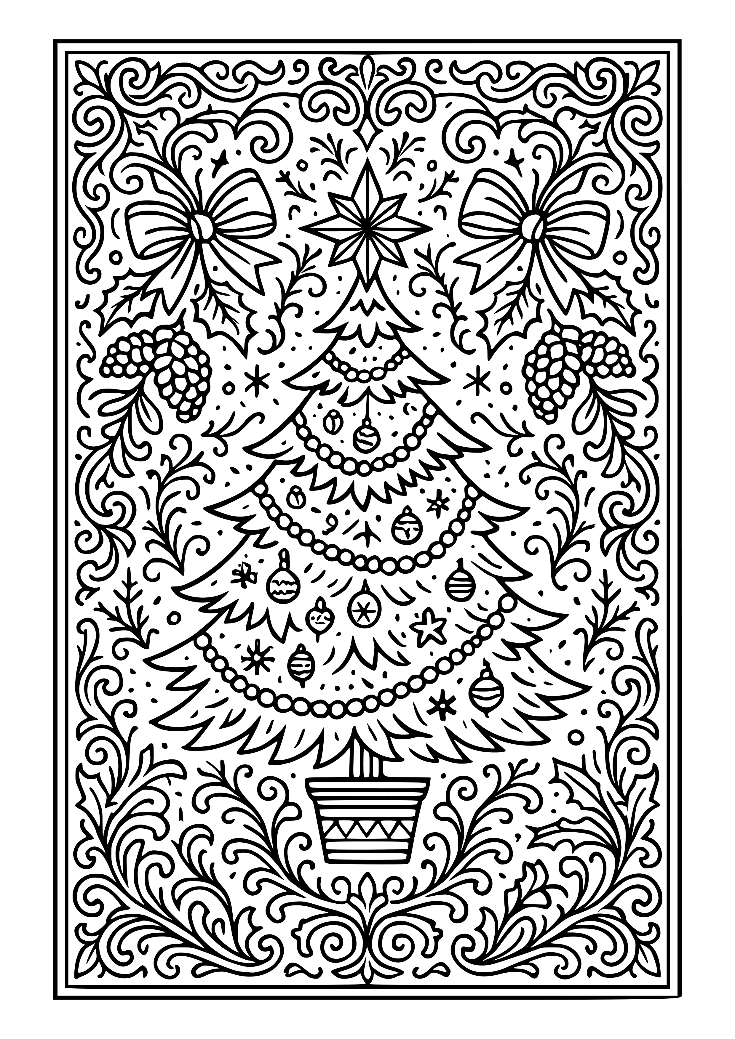 Ornately Designed Christmas Card Coloring Page