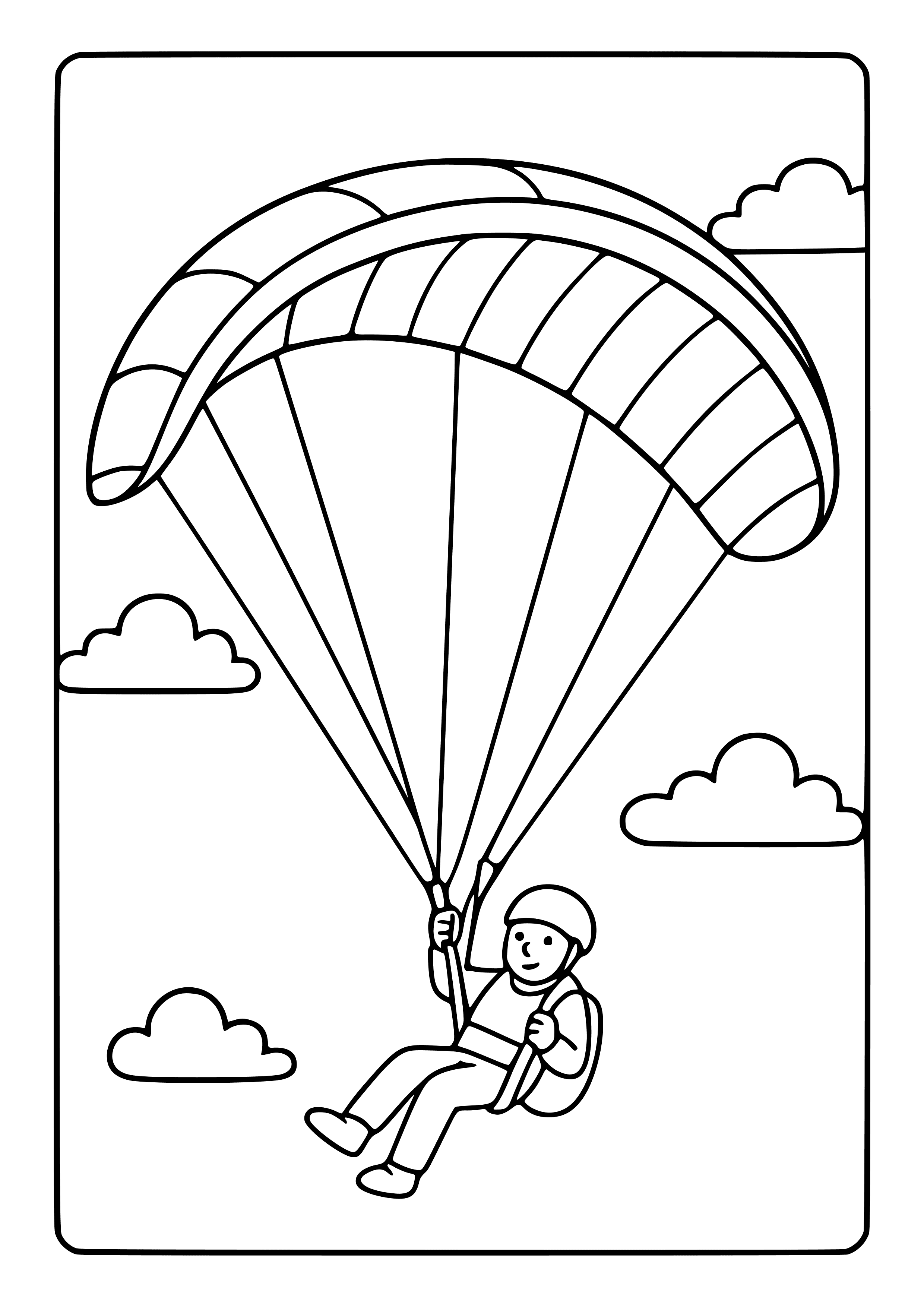 Paraglider Soaring in the Sky Coloring Page