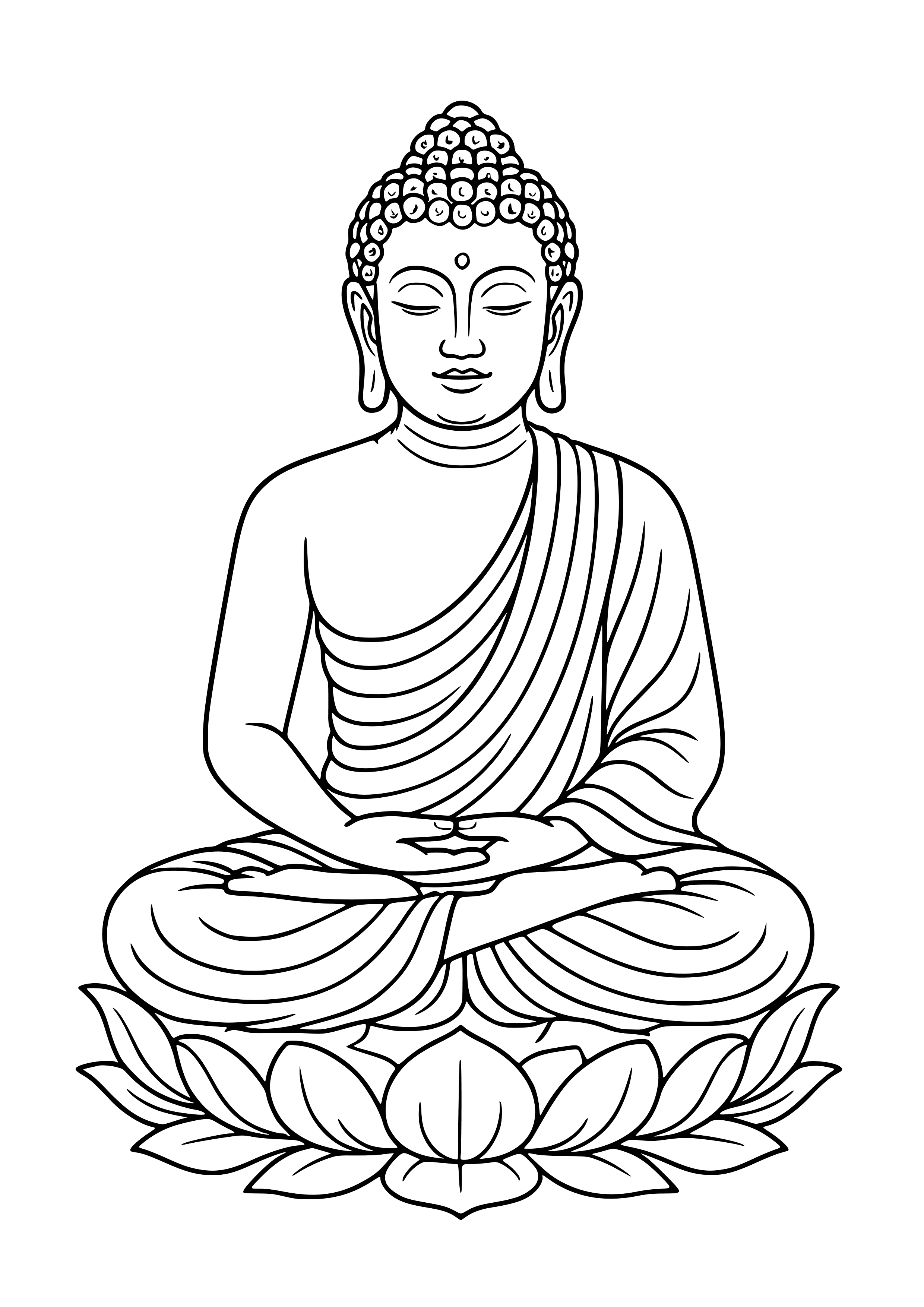 Peaceful Buddha Statue Coloring Page