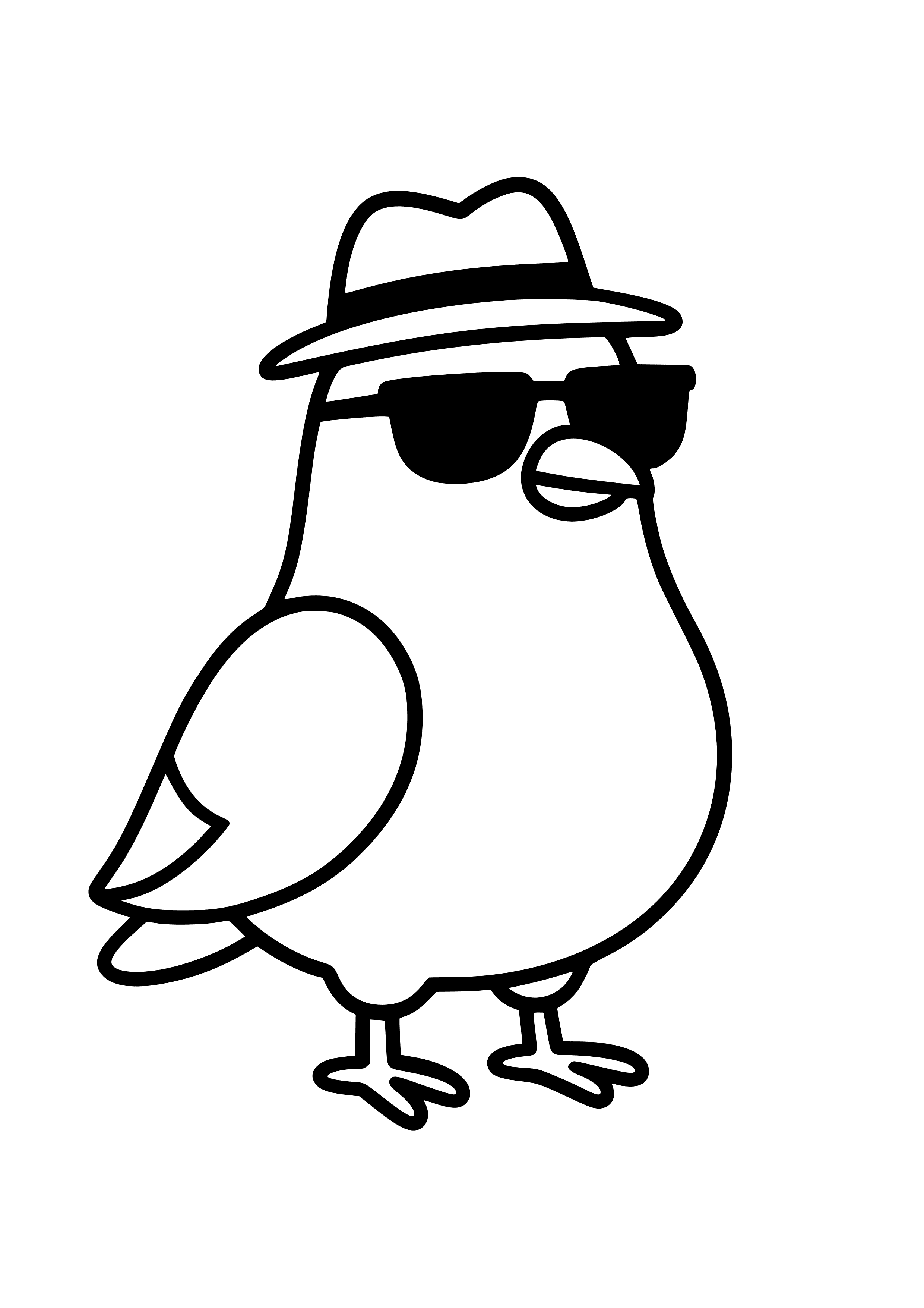 Pigeon with Sunglasses and a Hat Coloring Page