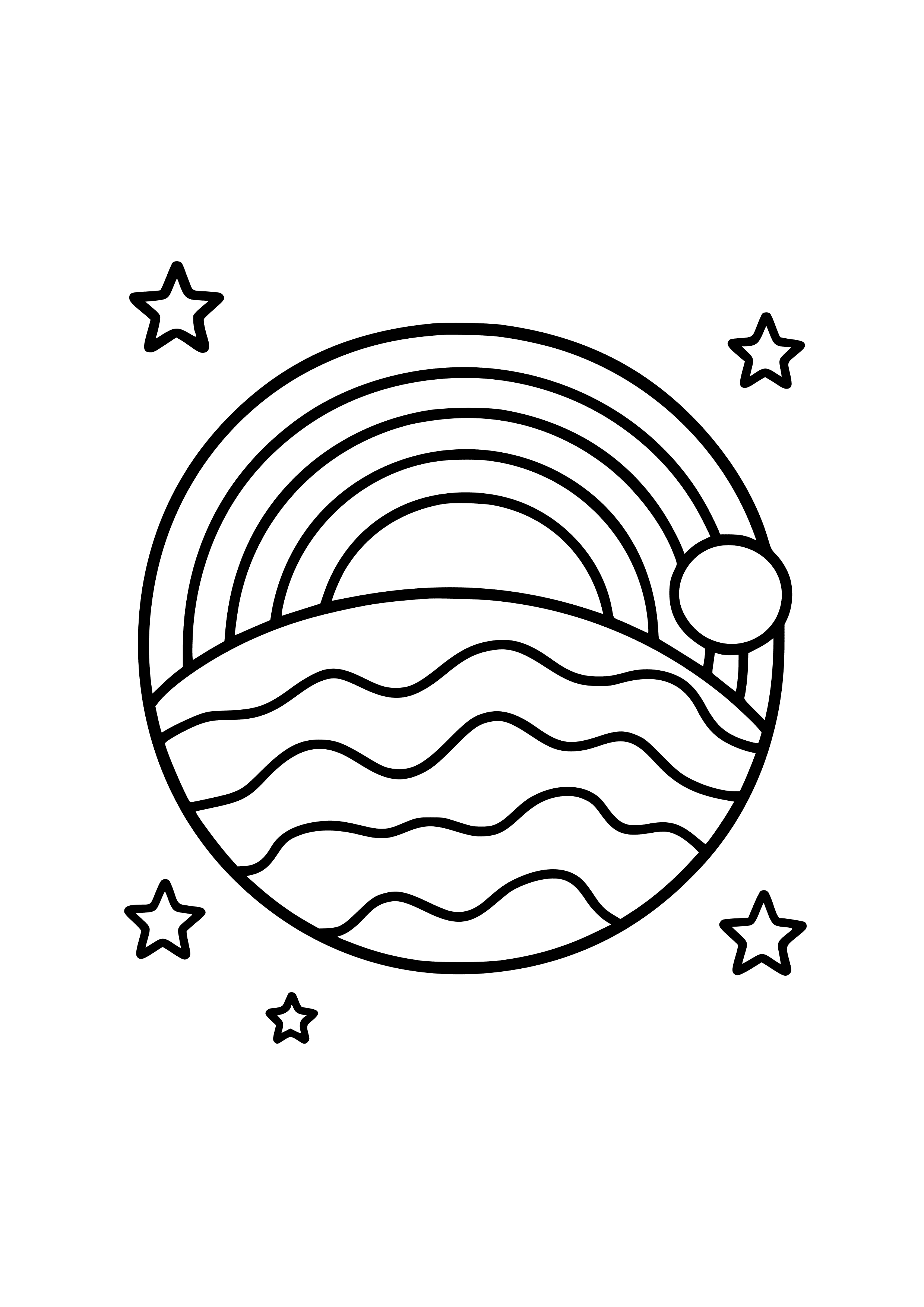 Planet with a Rainbow Atmosphere Coloring Page