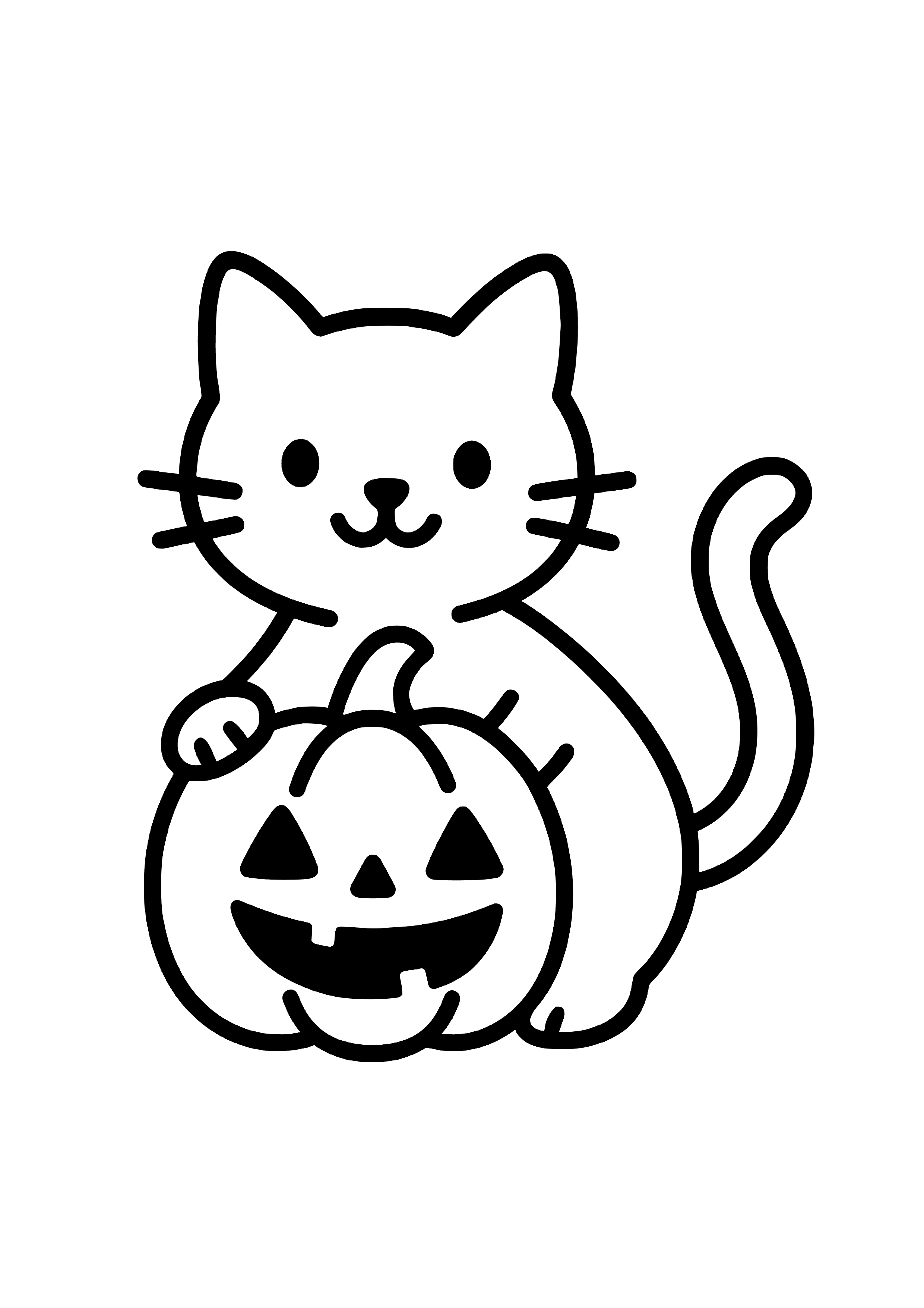 Playful Black Cat with a Pumpkin Coloring Page