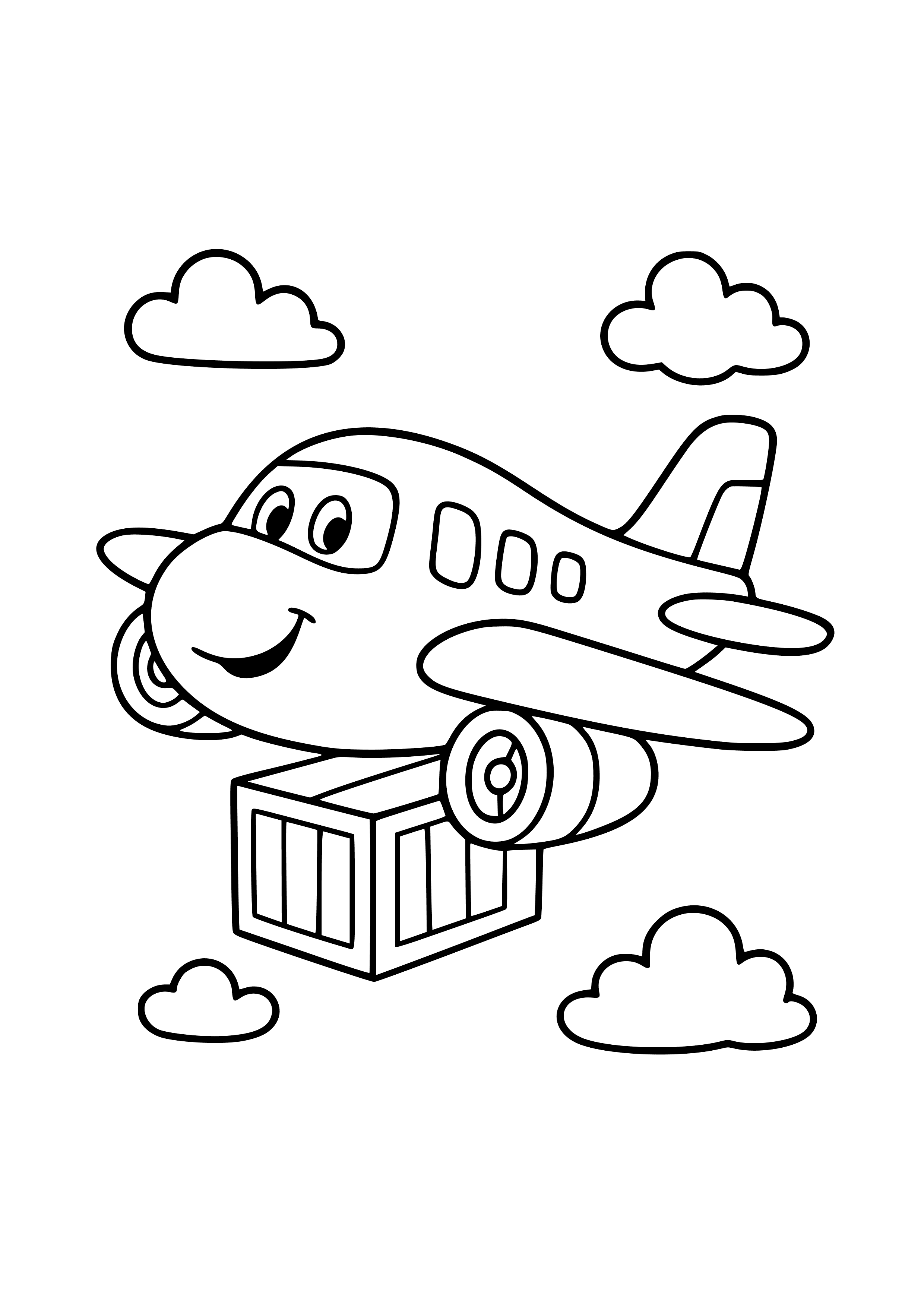 Playful Cargo Plane in the Sky Coloring Page