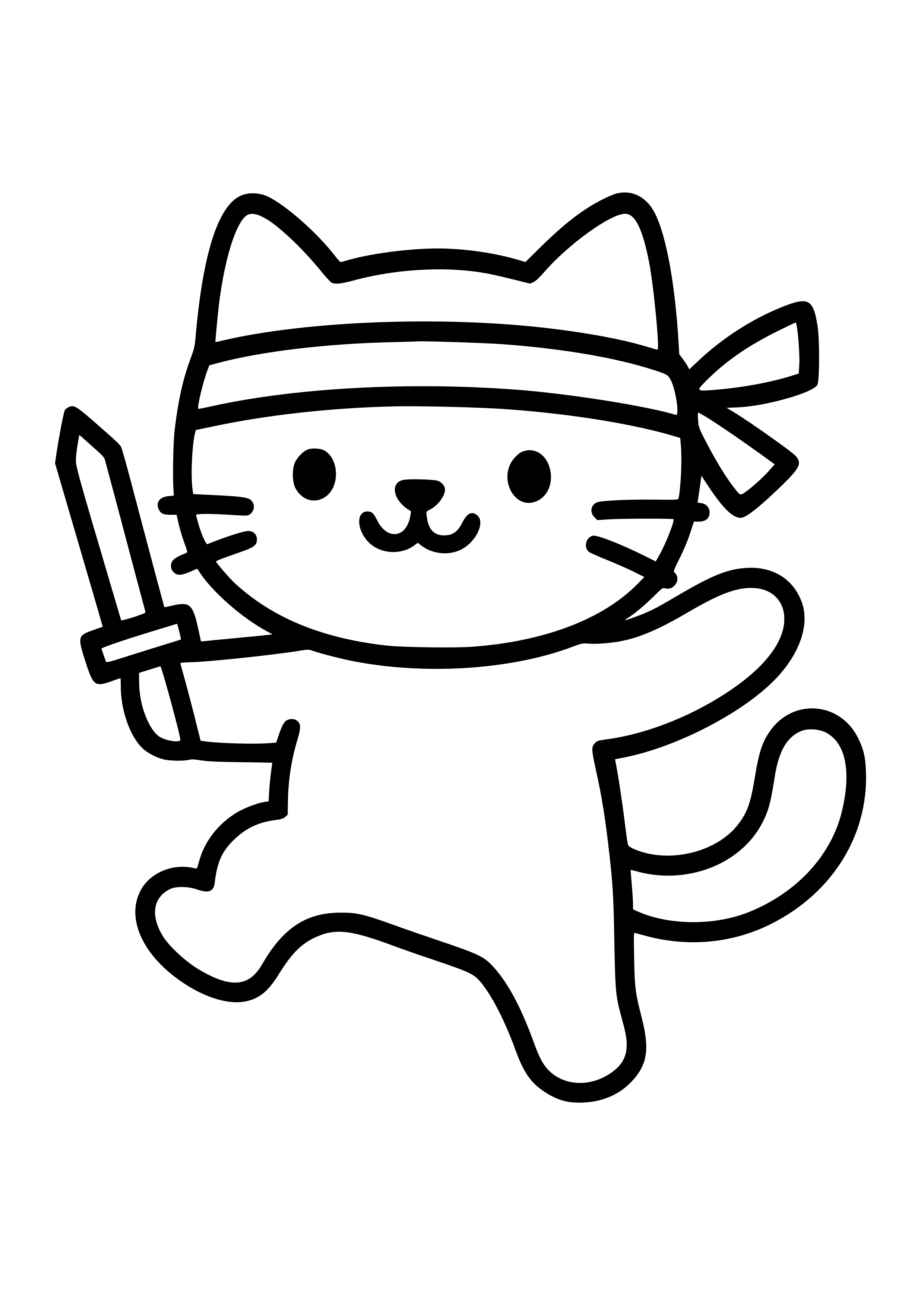 Playful Ninja Cat Coloring Page