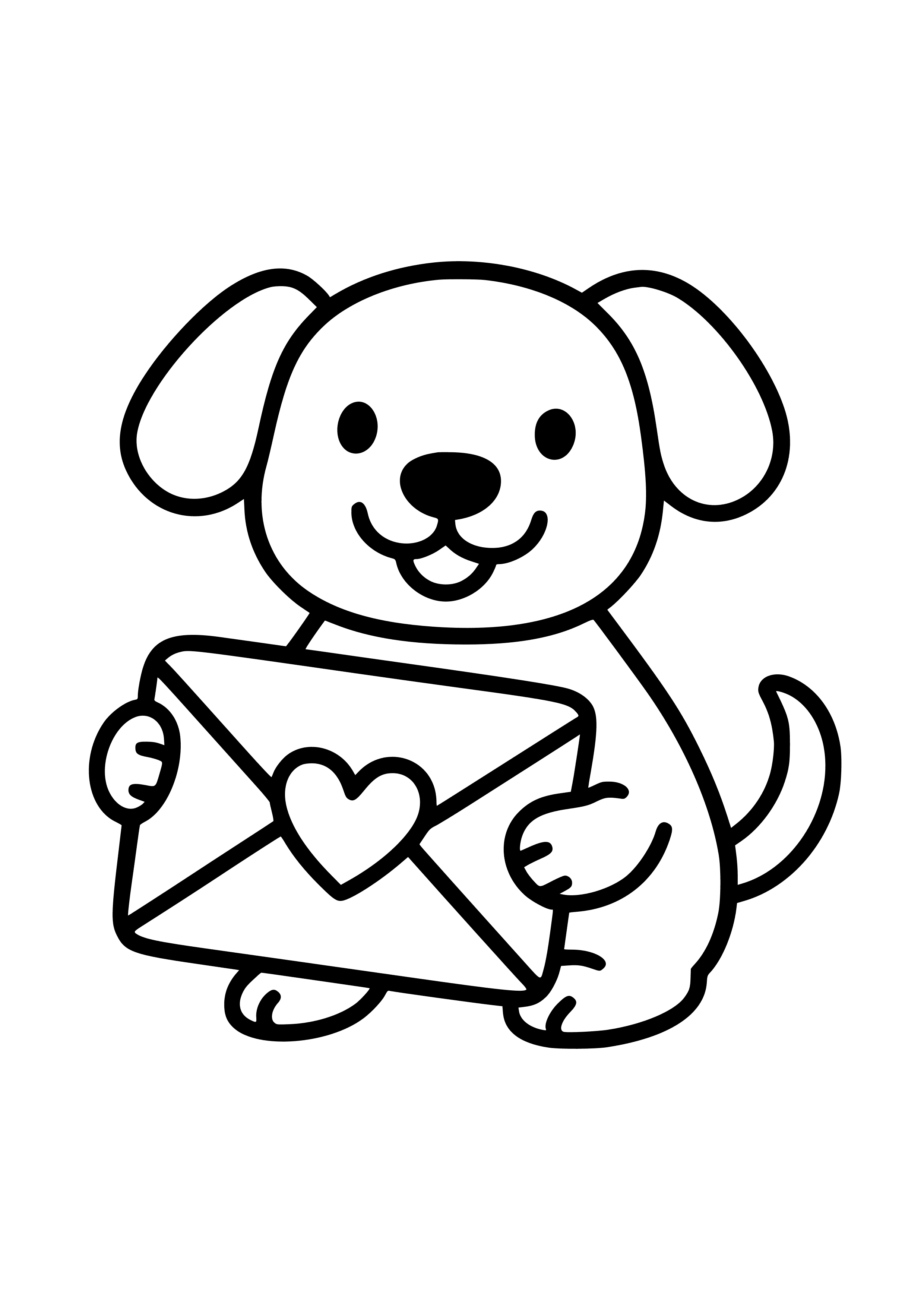 Playful Puppy with a Love Letter Coloring Page
