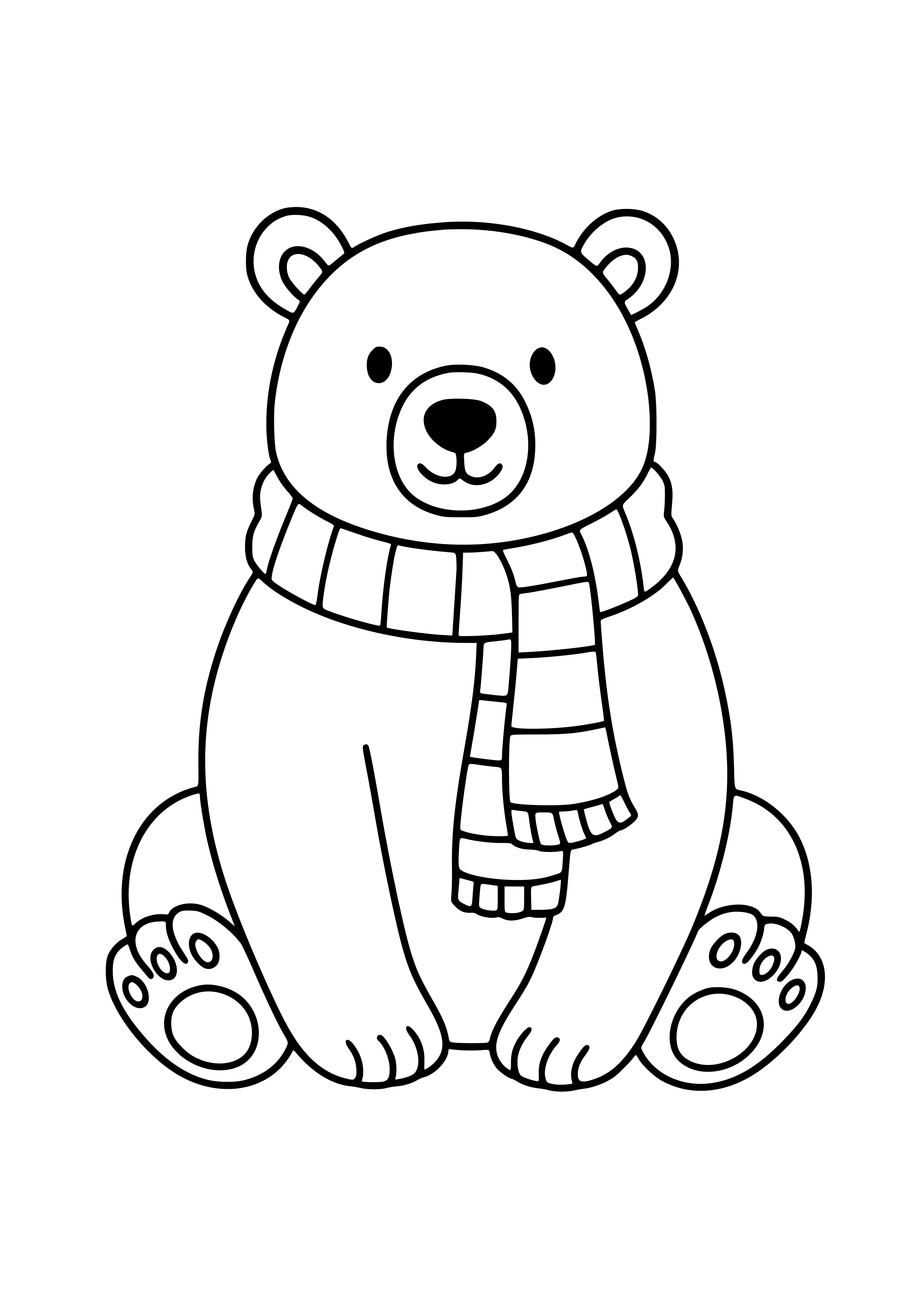 Polar Bear Wearing a Scarf Coloring Page