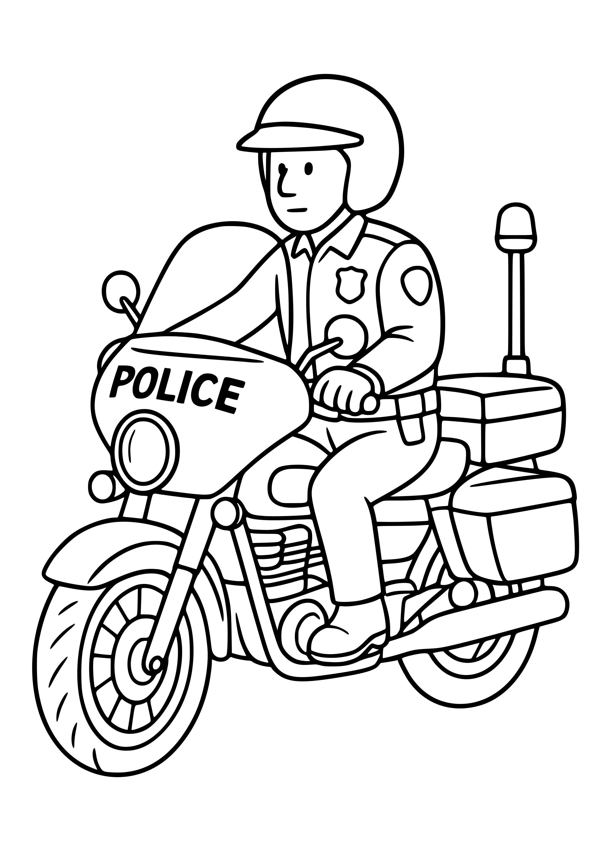 Police Motorbike on Patrol Coloring Page