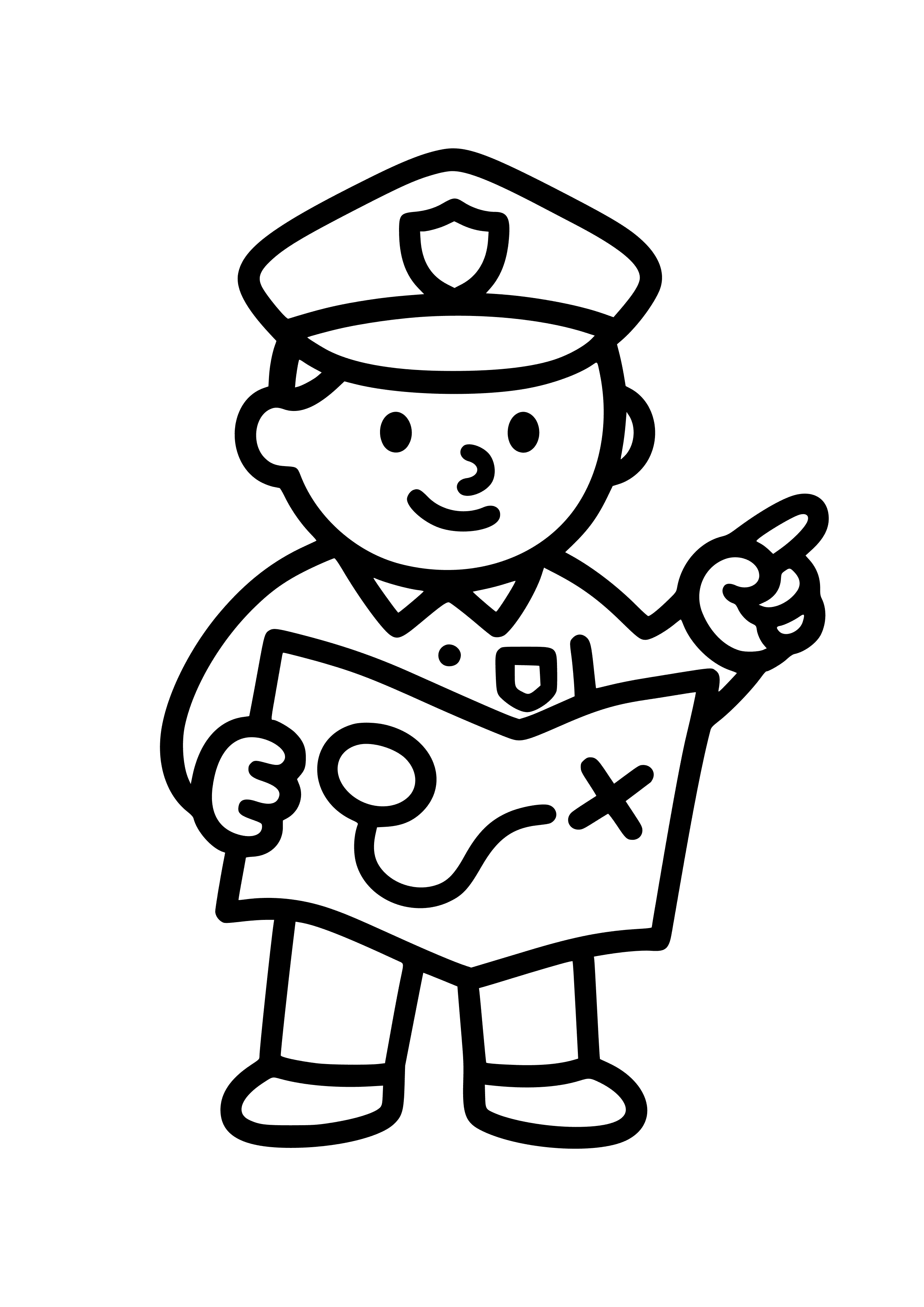 Police Officer Holding a Map While Guiding Coloring Page