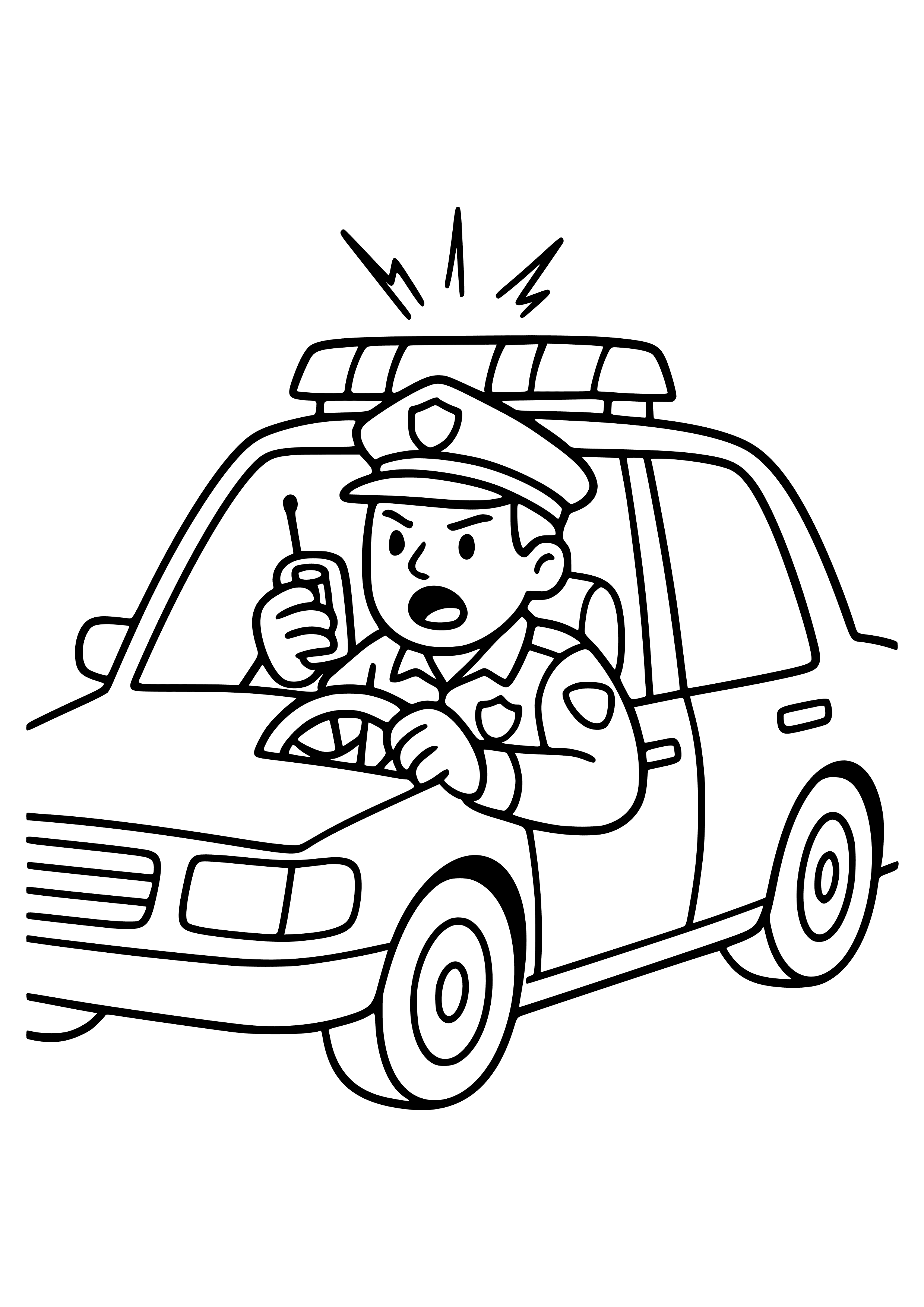Police Officer Responding to a Call with Urgency Coloring Page