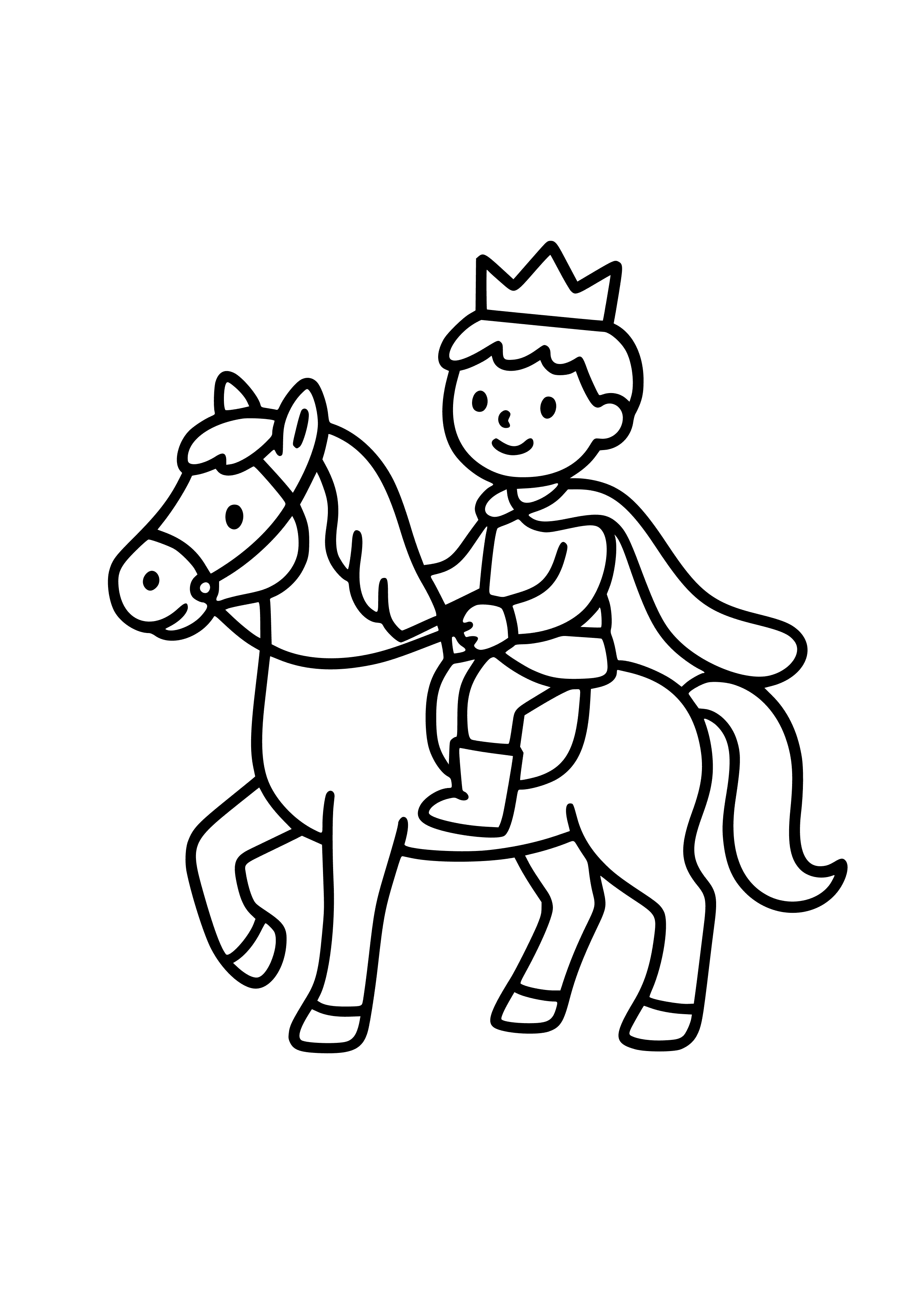 Prince on a Majestic Horse Coloring Page