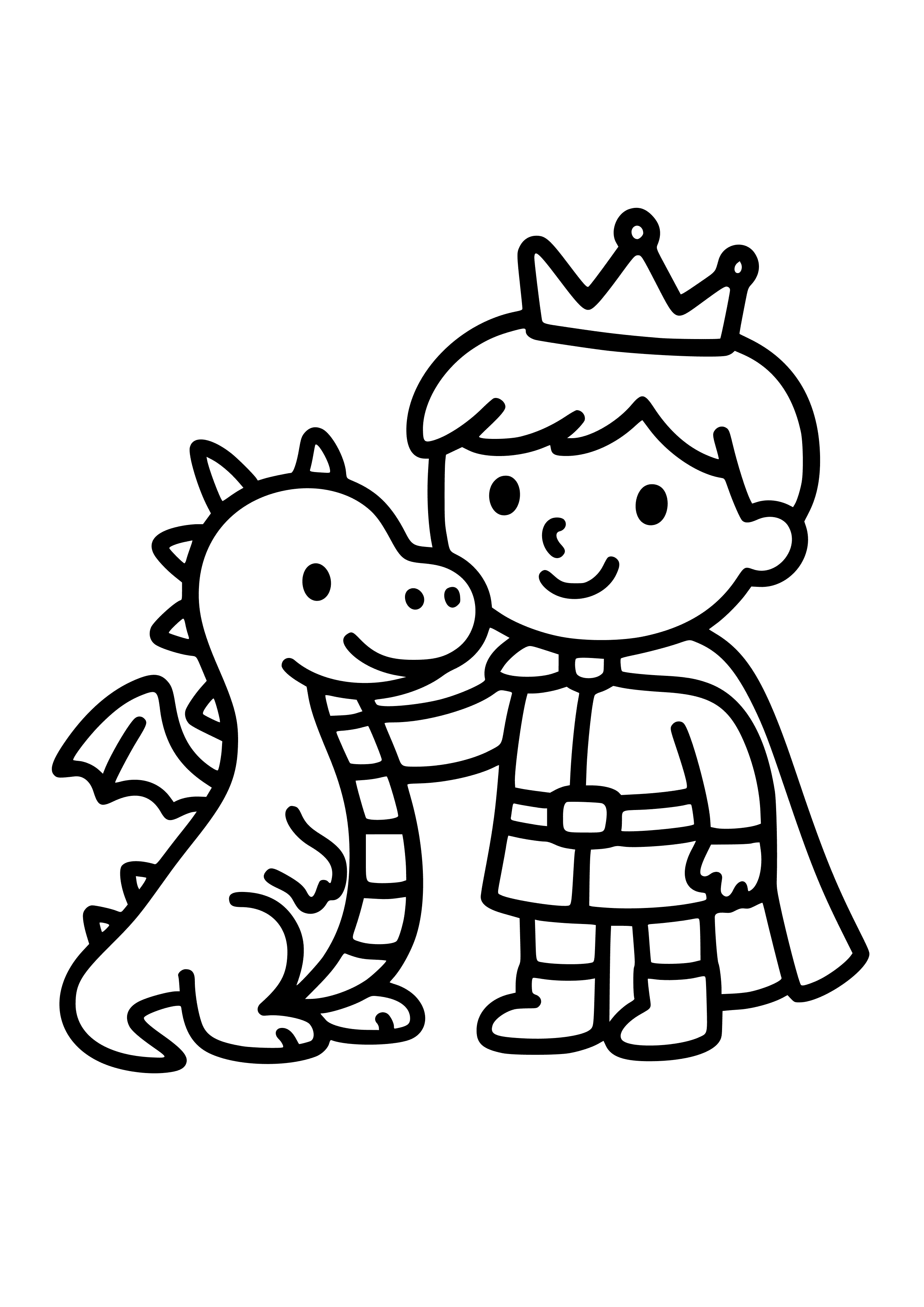 Prince with a Pet Dragon Coloring Page