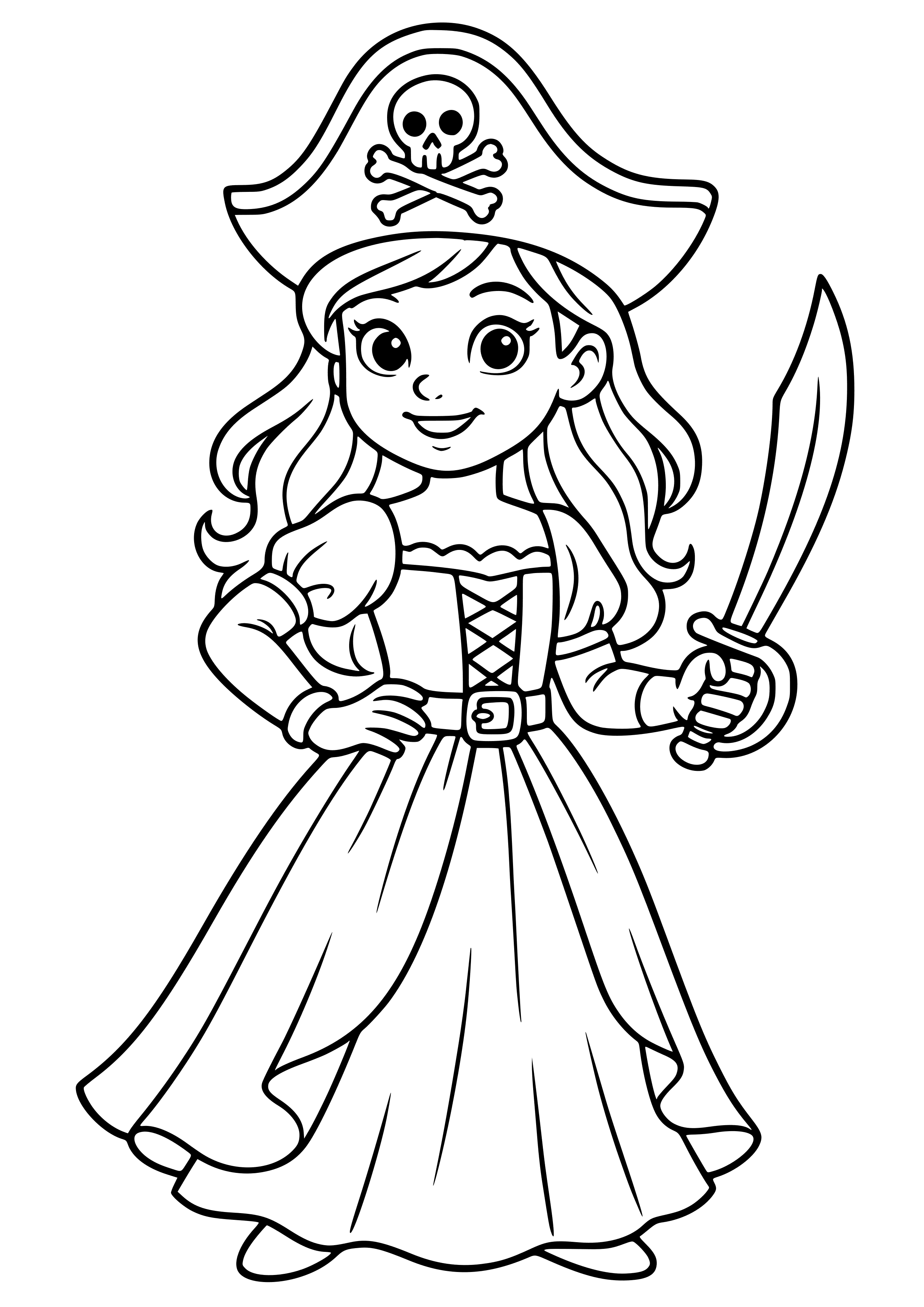 Princess Dressed as a Pirate Coloring Page