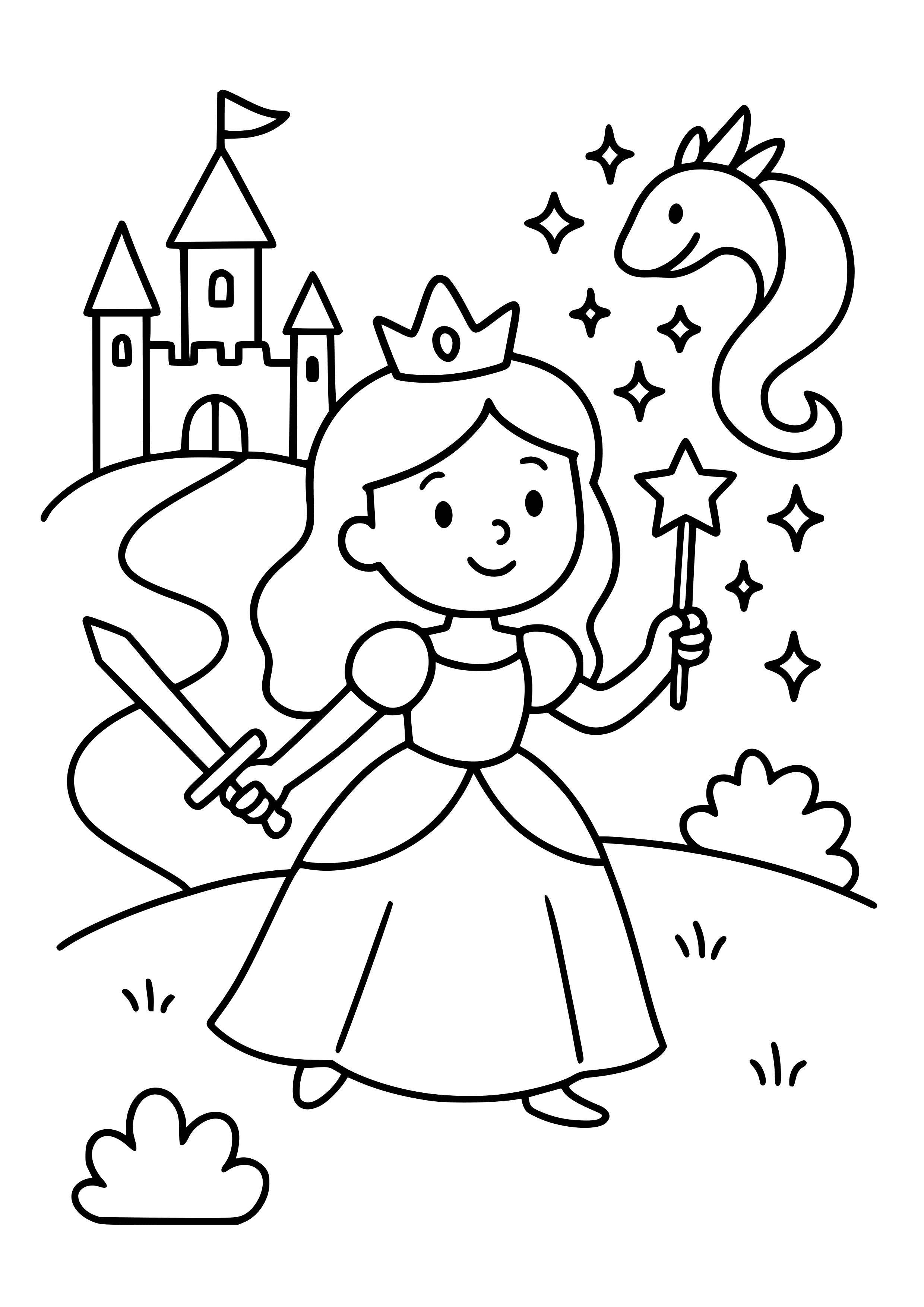 Princess on a Magical Quest Coloring Page