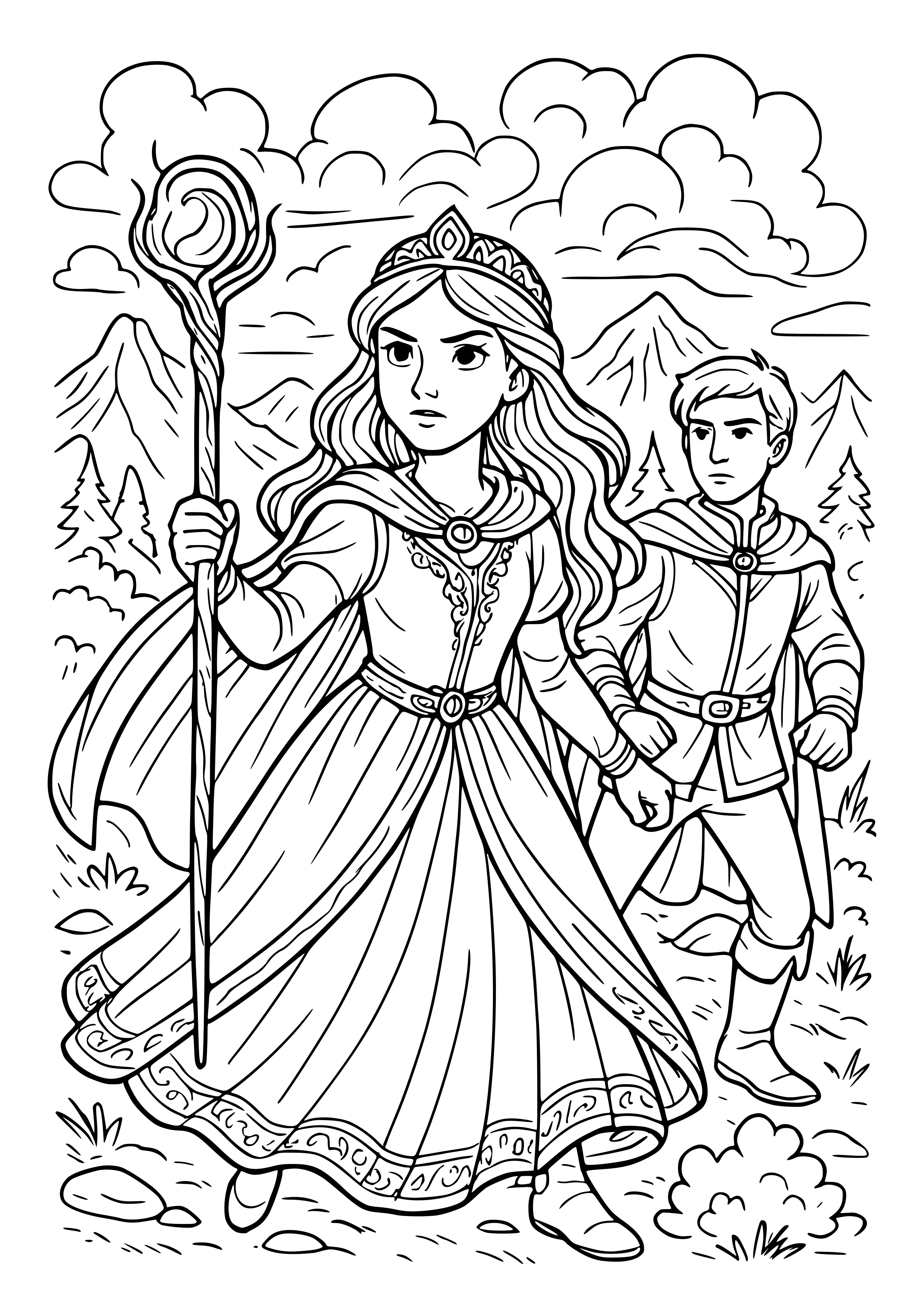 Princess on a Quest for Magic Coloring Page