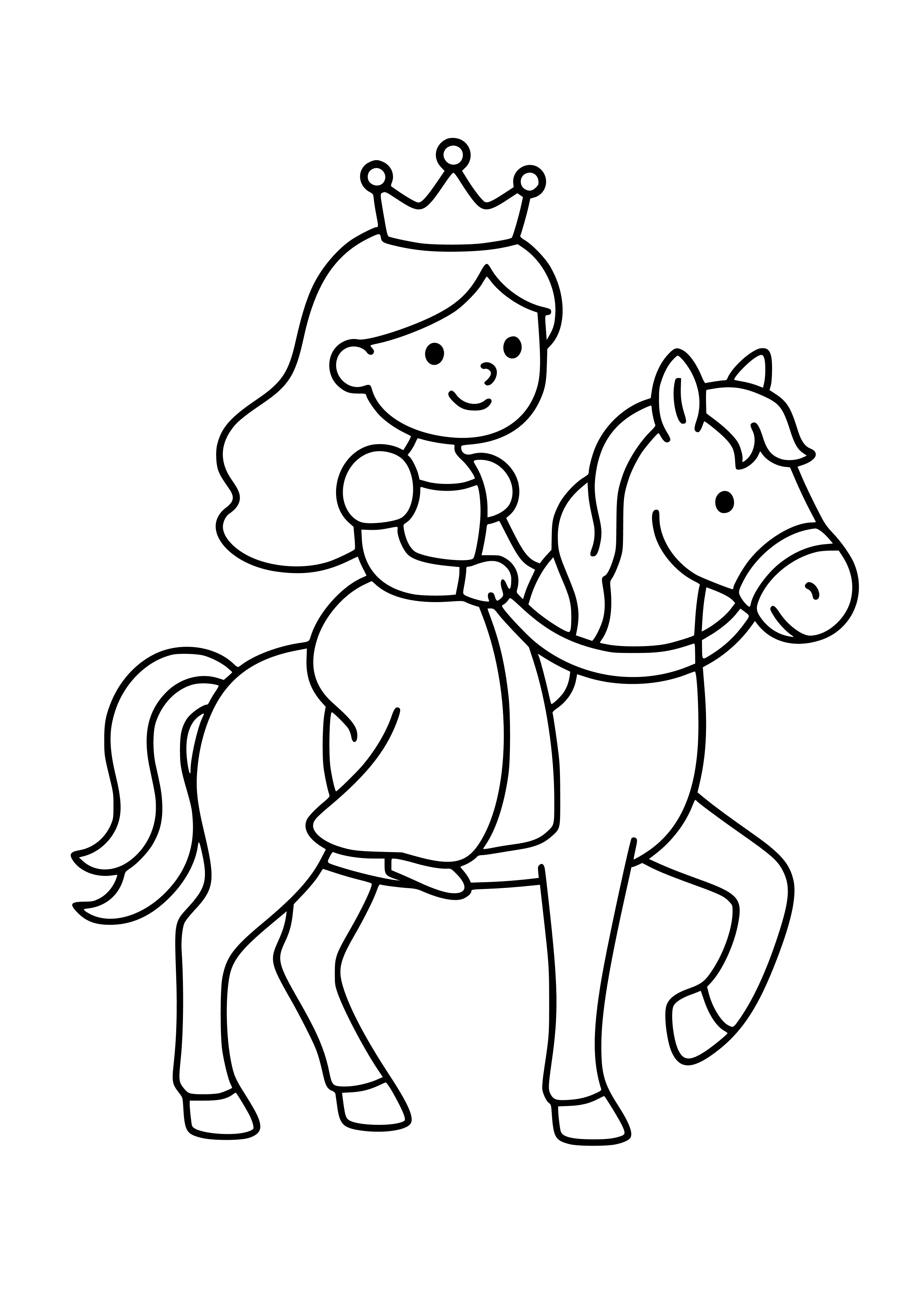 Princess Riding a Horse Coloring Page