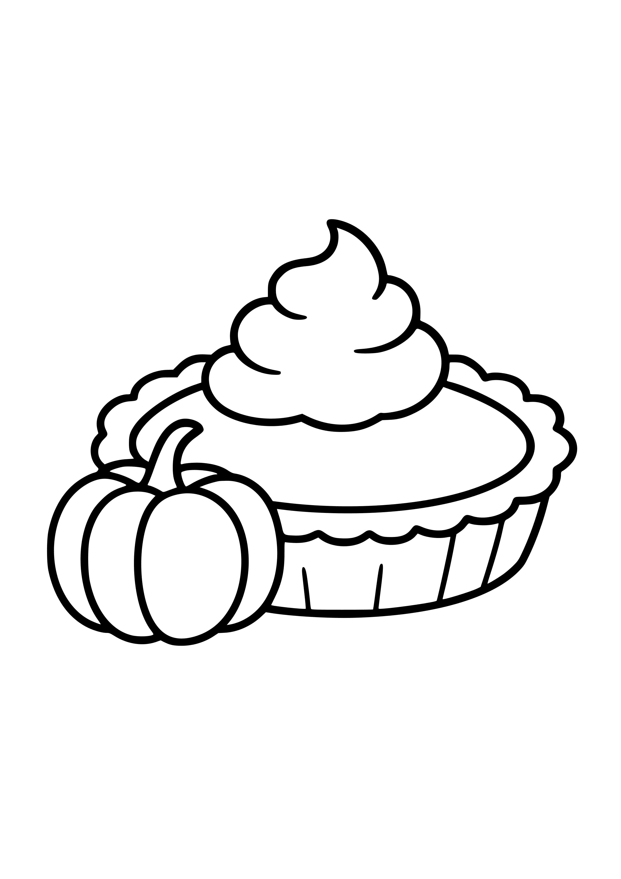 Pumpkin Pie with Whipped Cream Coloring Page