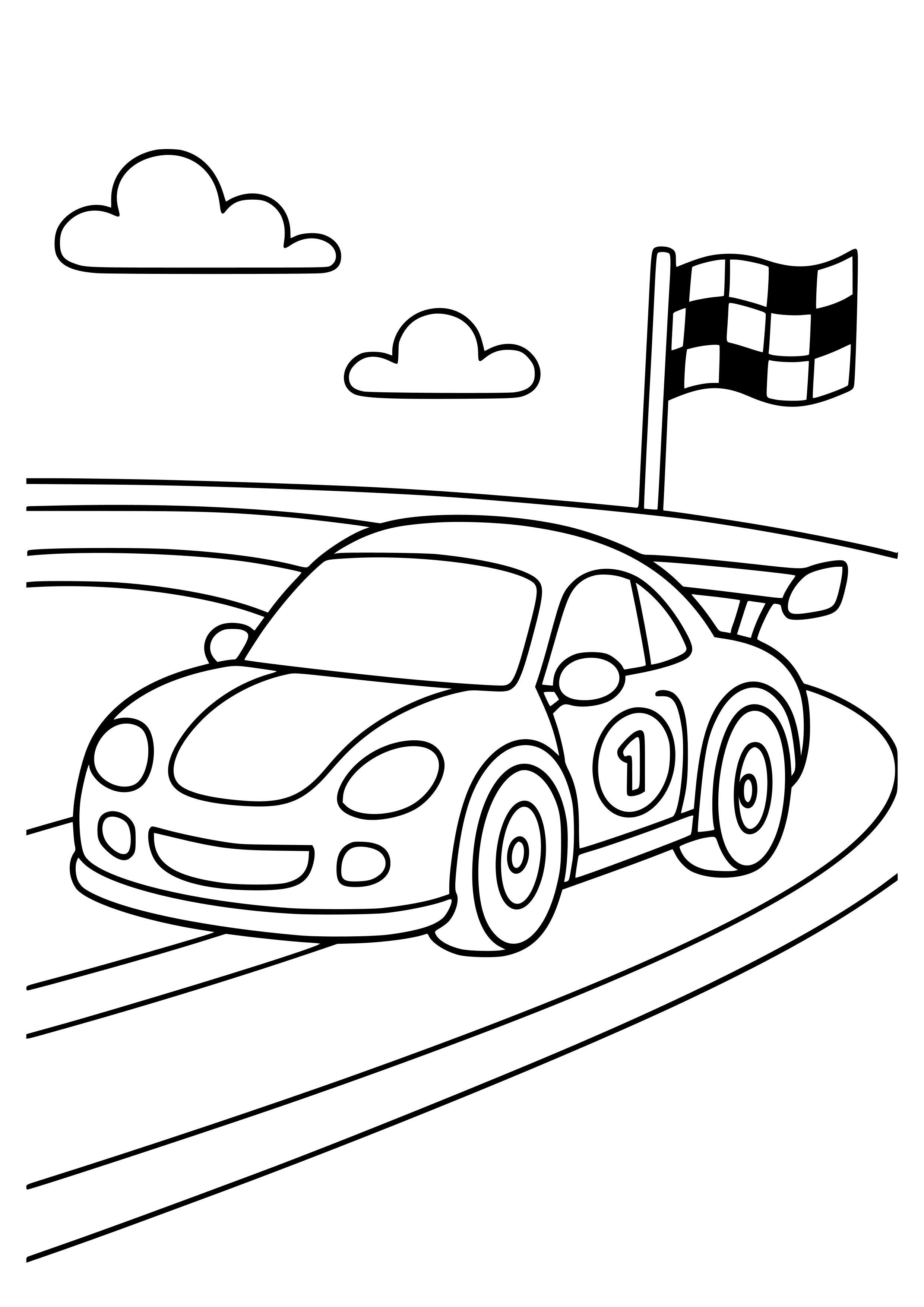 Racing Car Speeding on a Track Coloring Page
