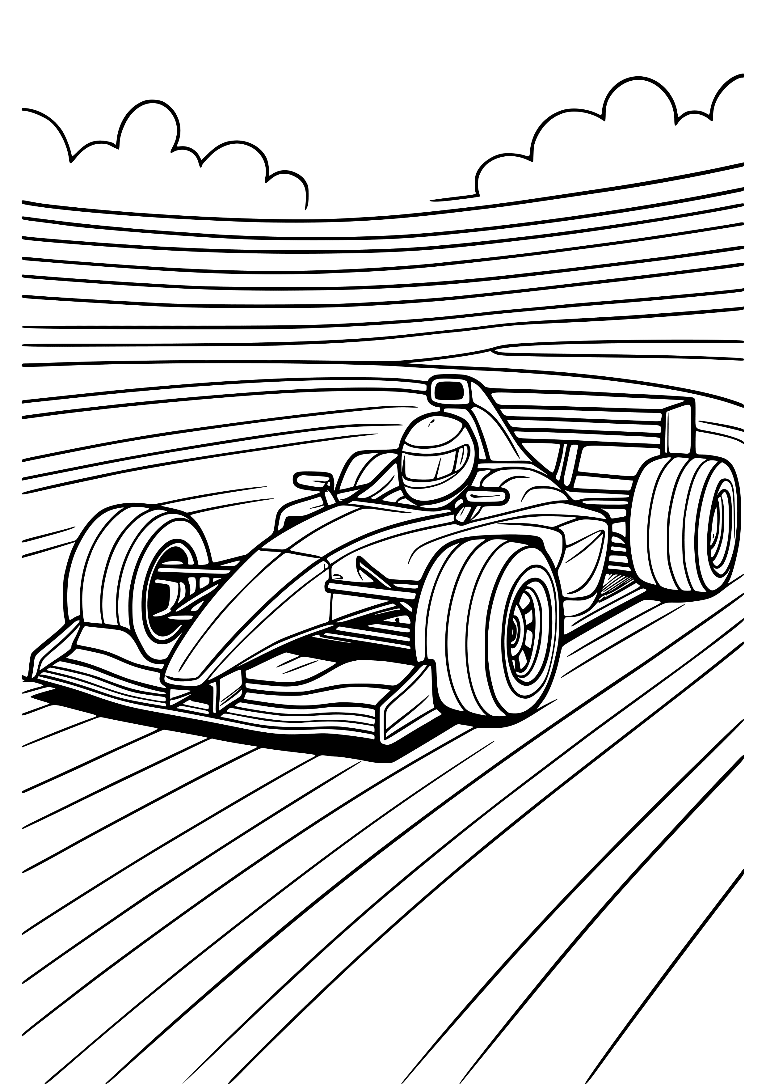 Racing Car Speeding on Track Coloring Page