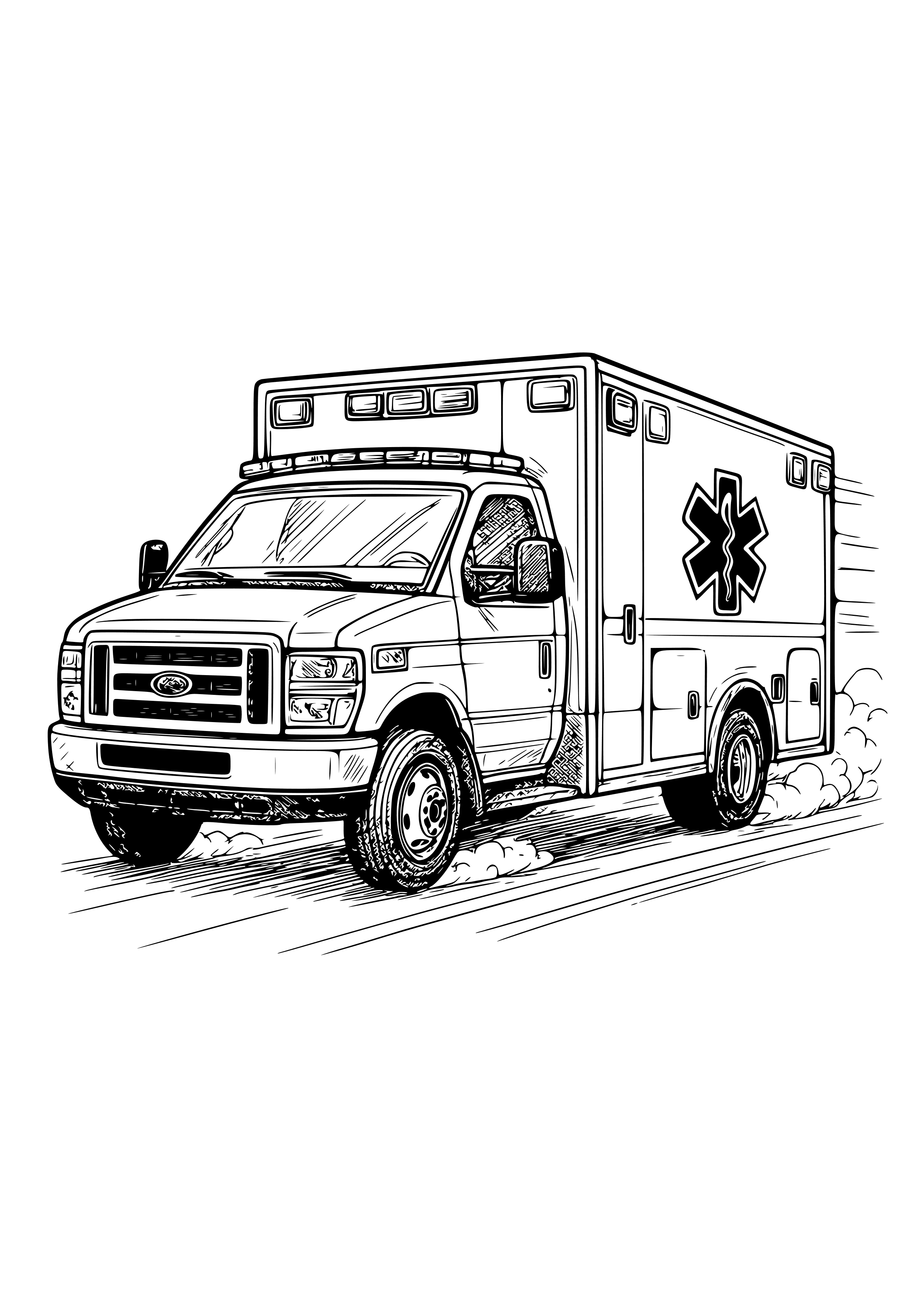 Realistic Ambulance on a Mission Coloring Page