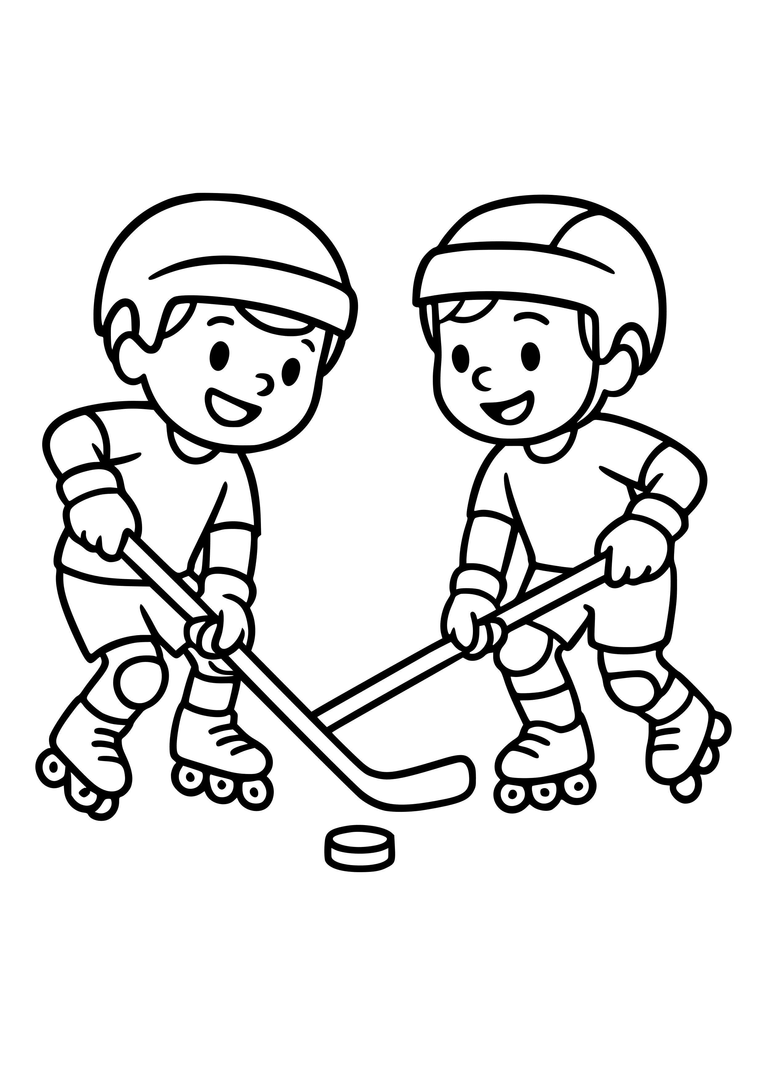 Roller Hockey Players in Action Coloring Page
