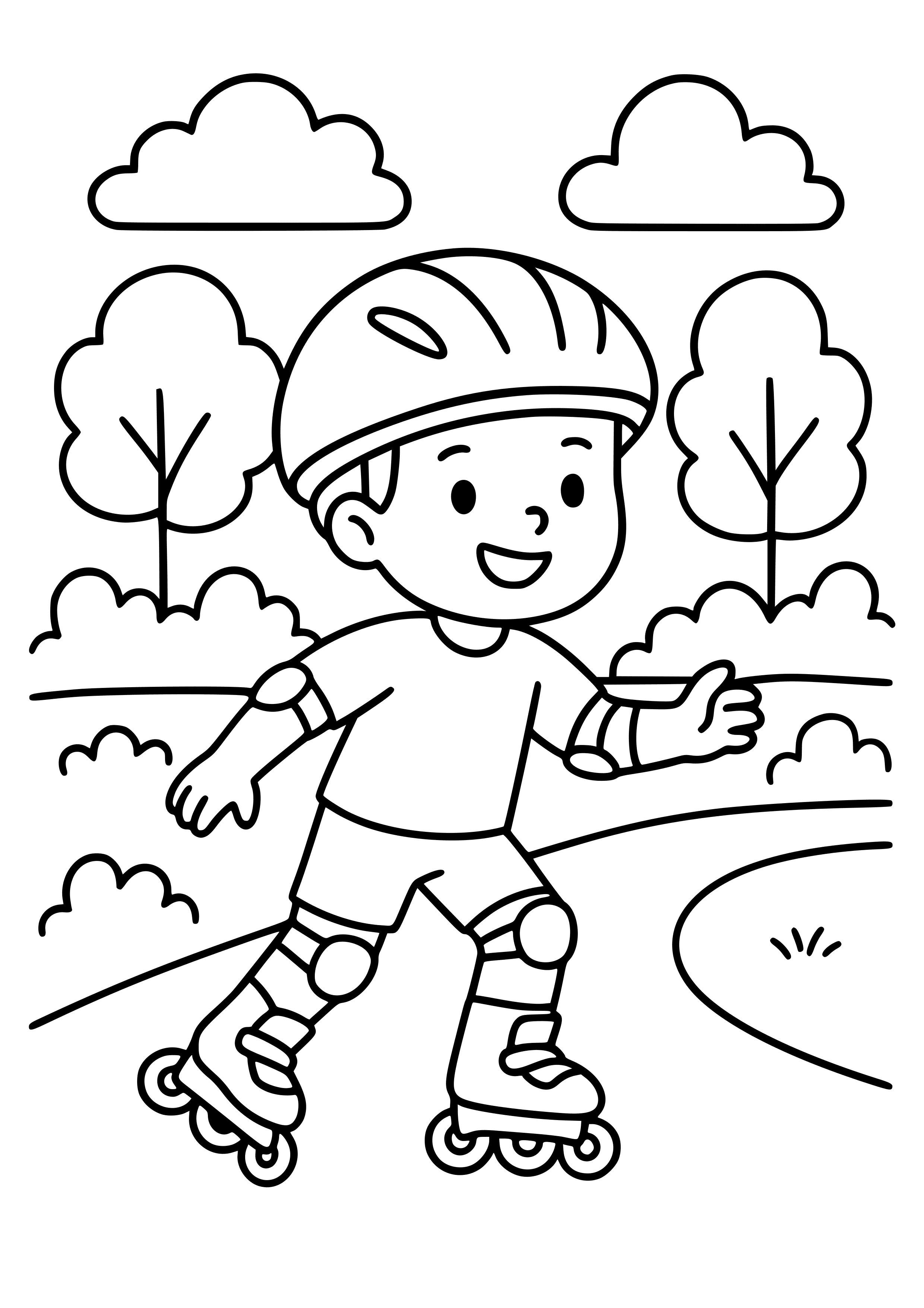 Rollerblader in a Park Coloring Page