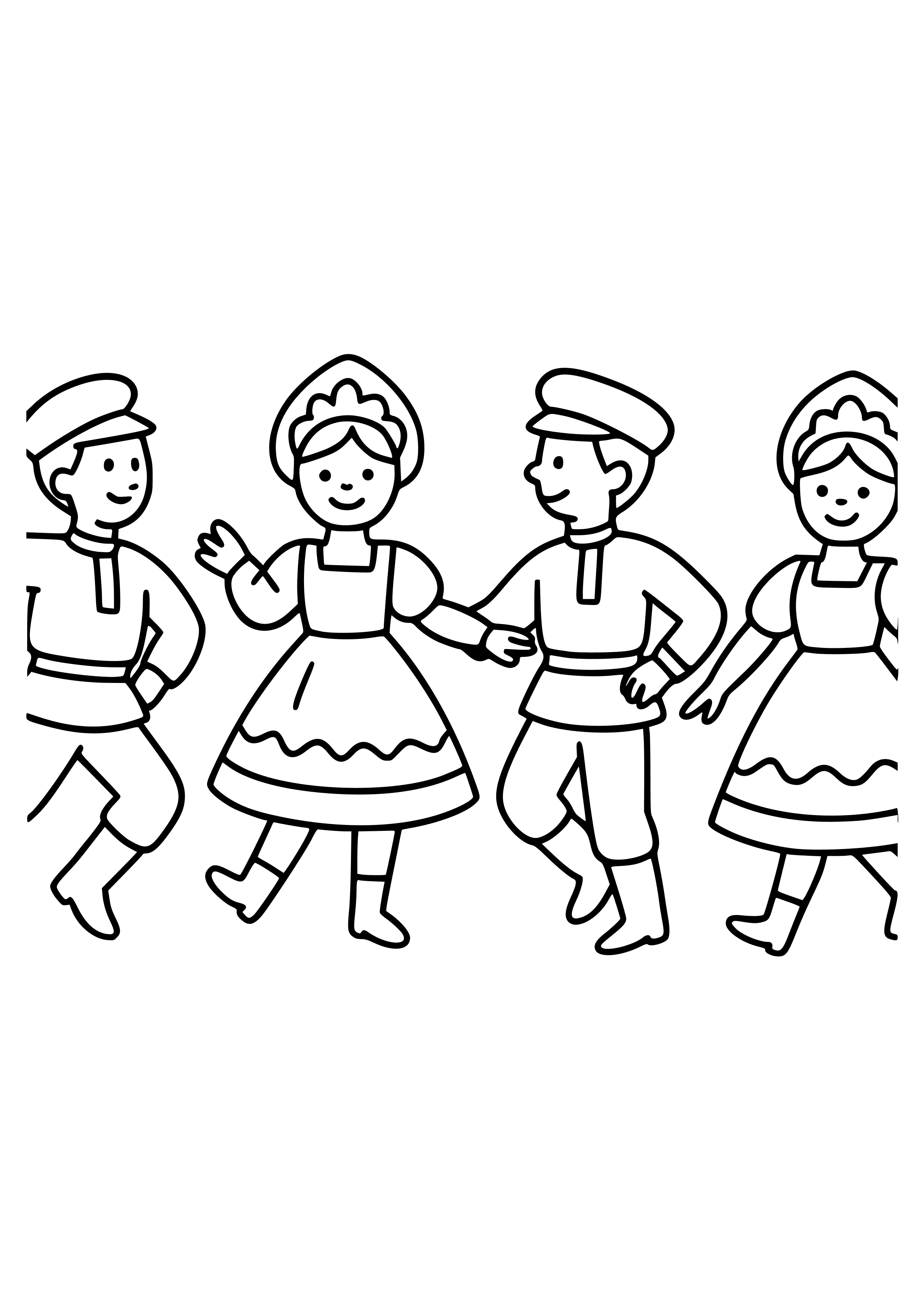 Russian Folk Dancers in Colorful Outfits Coloring Page