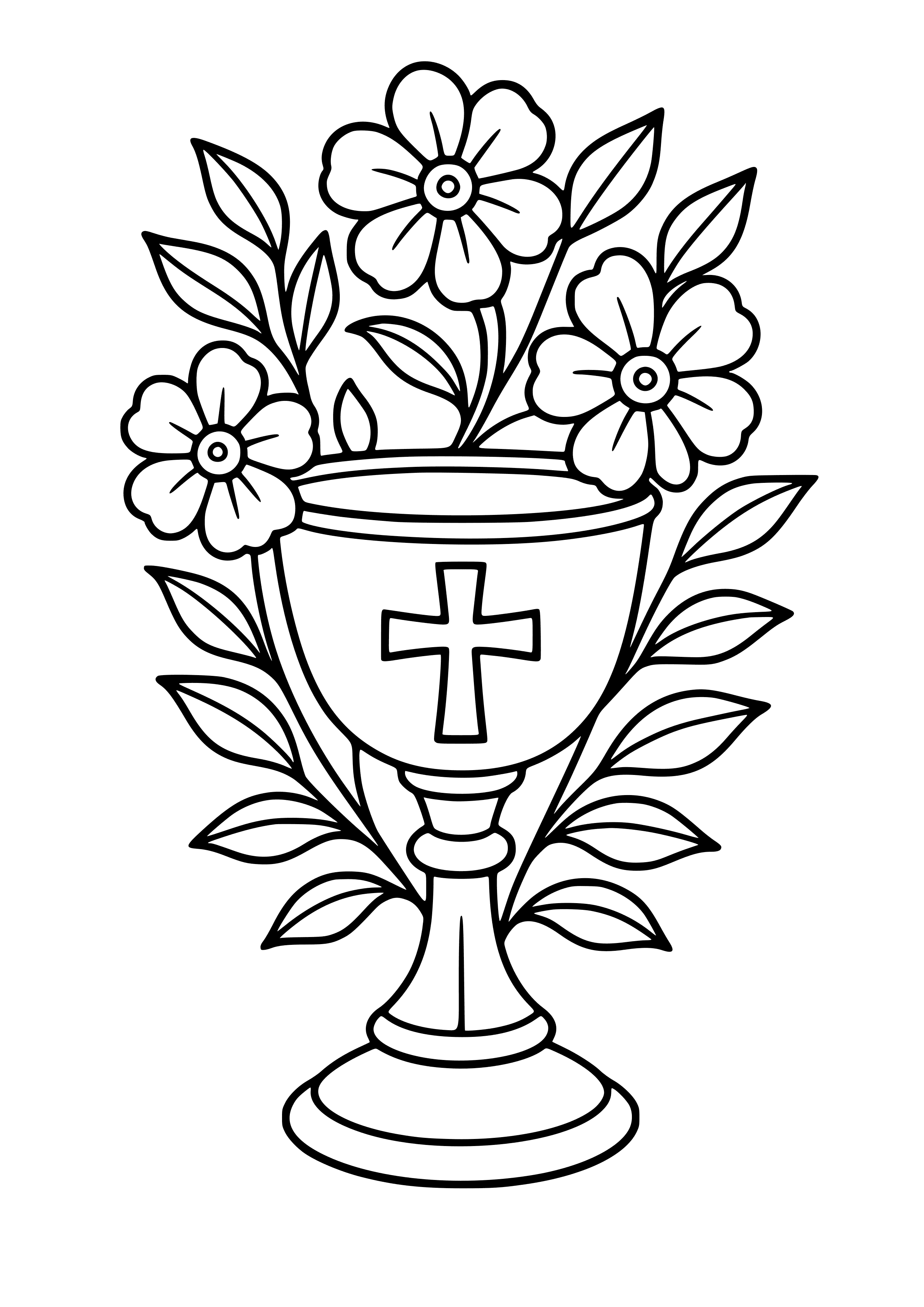 Sacred Chalice with Flowers Coloring Page