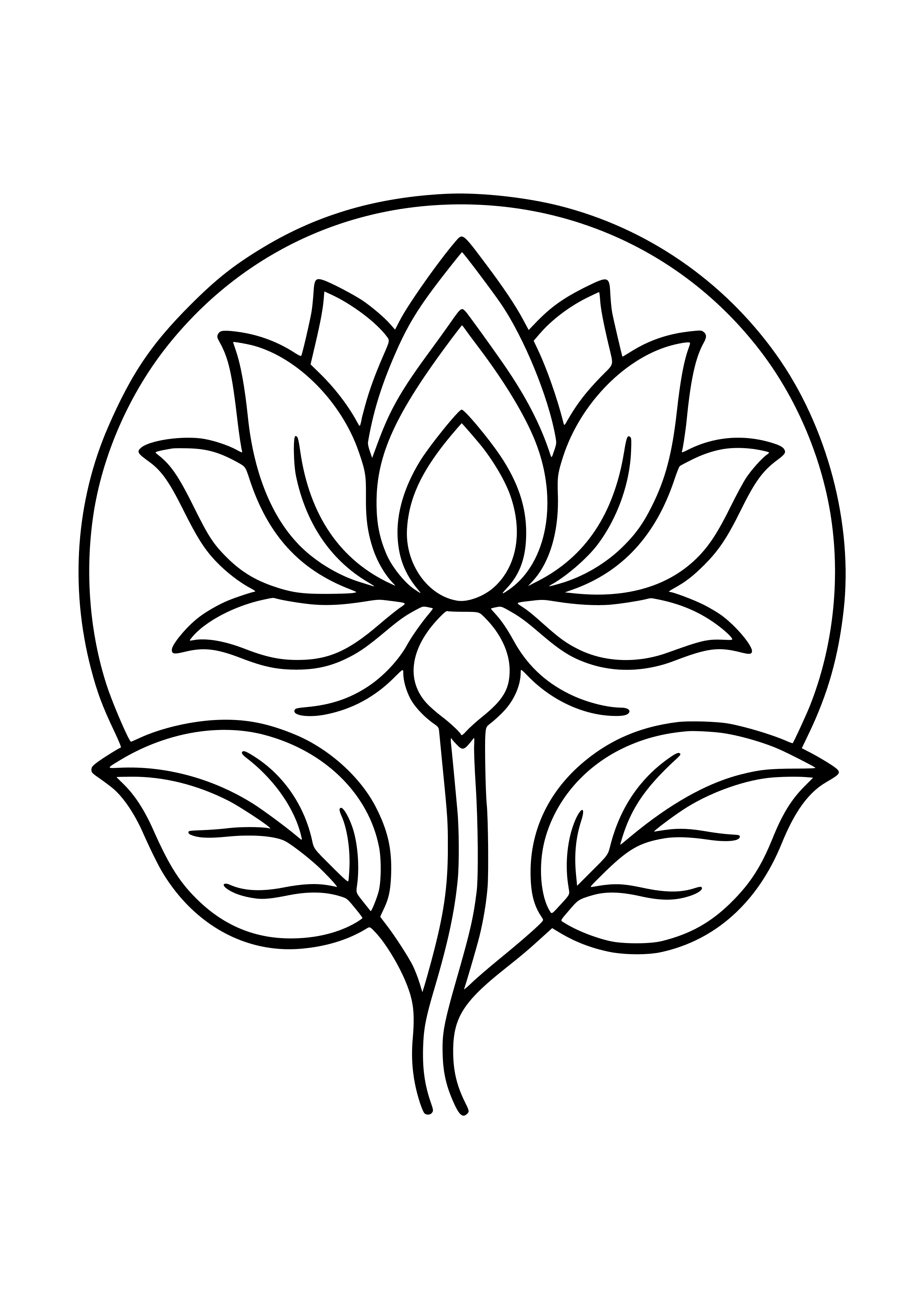 Sacred Lotus Flower Coloring Page