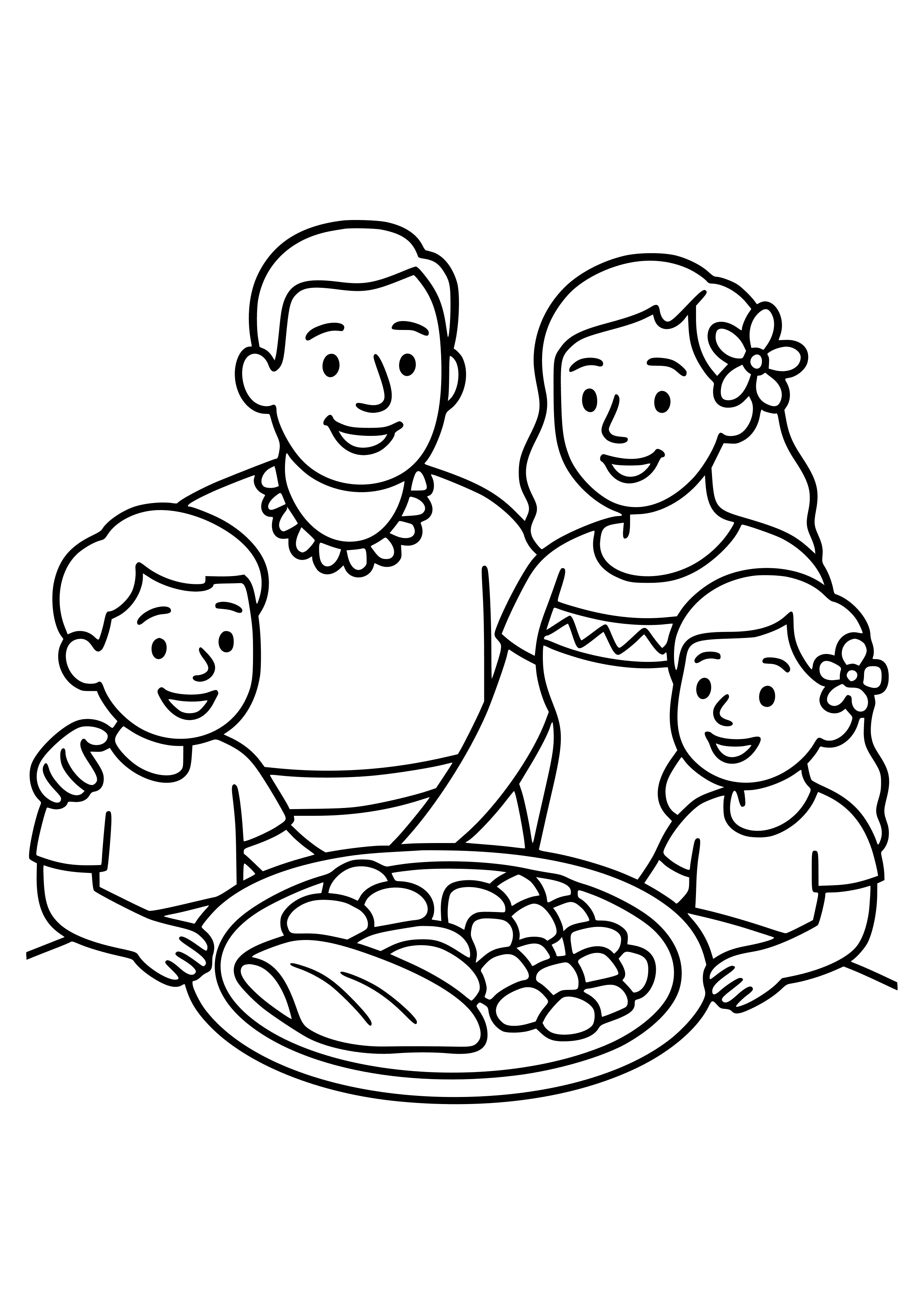 Samoan Family Gathering with Traditional Food Coloring Page