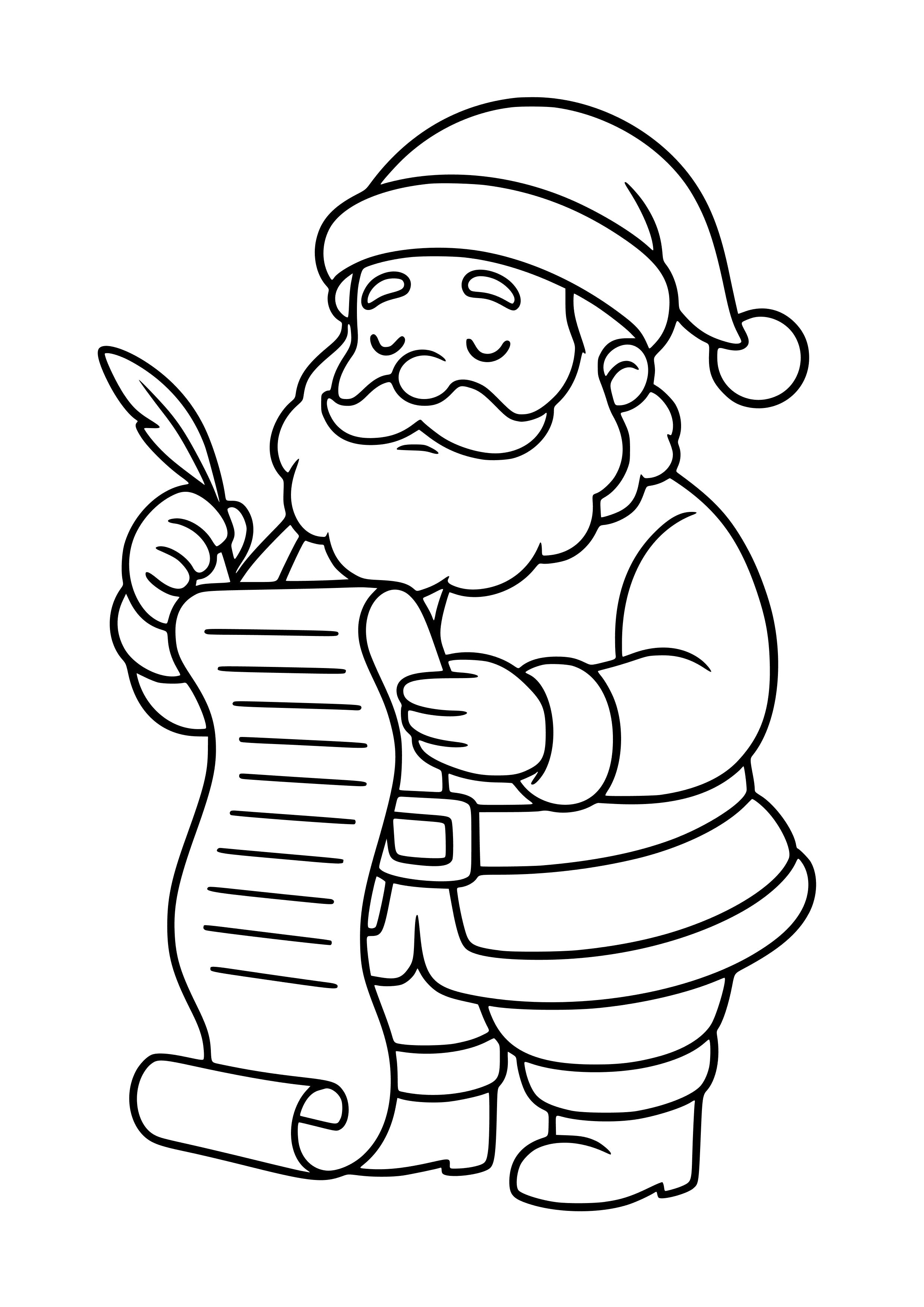 Santa Checking His List Coloring Page