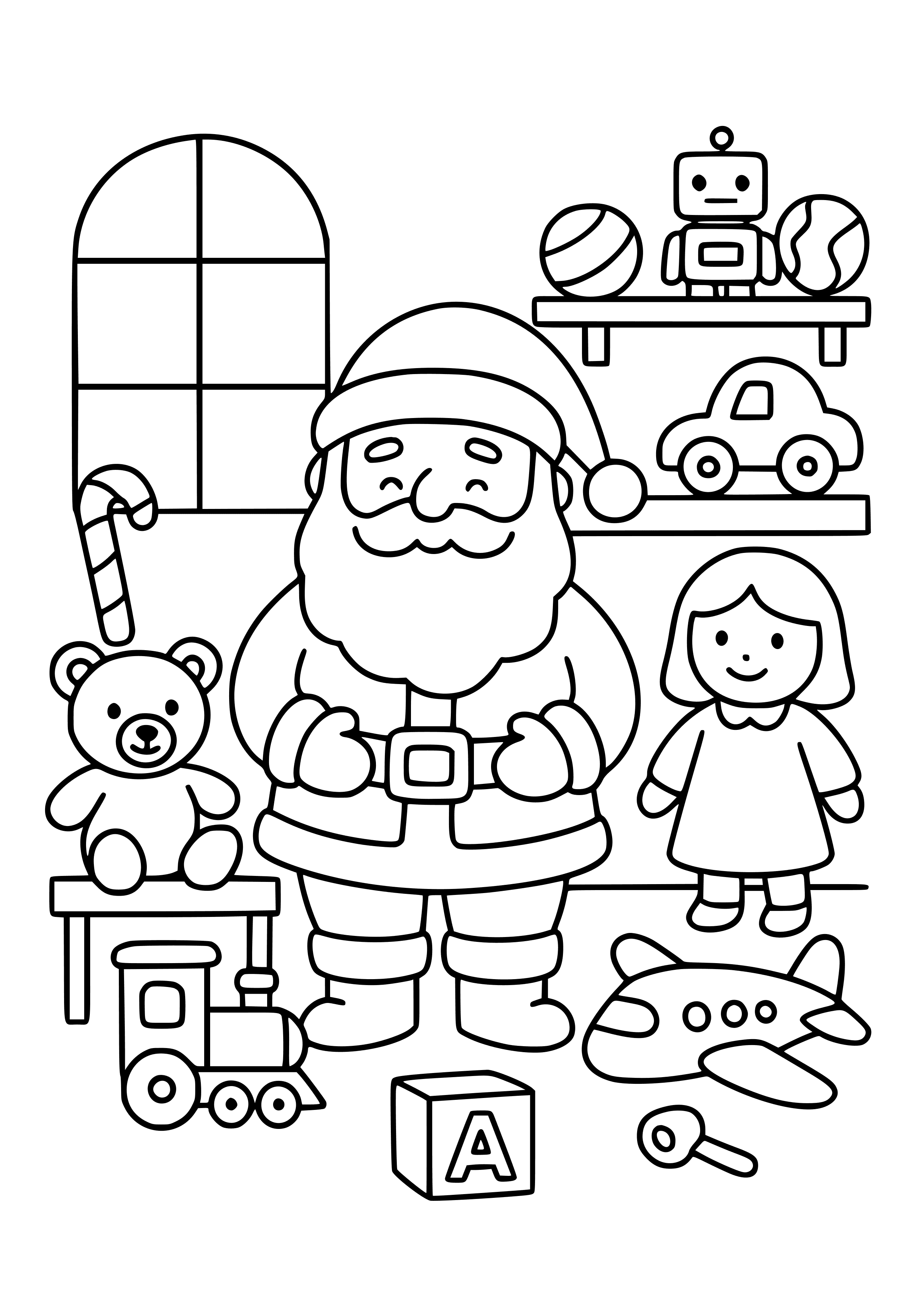 Santa's Workshop Filled with Toys Coloring Page