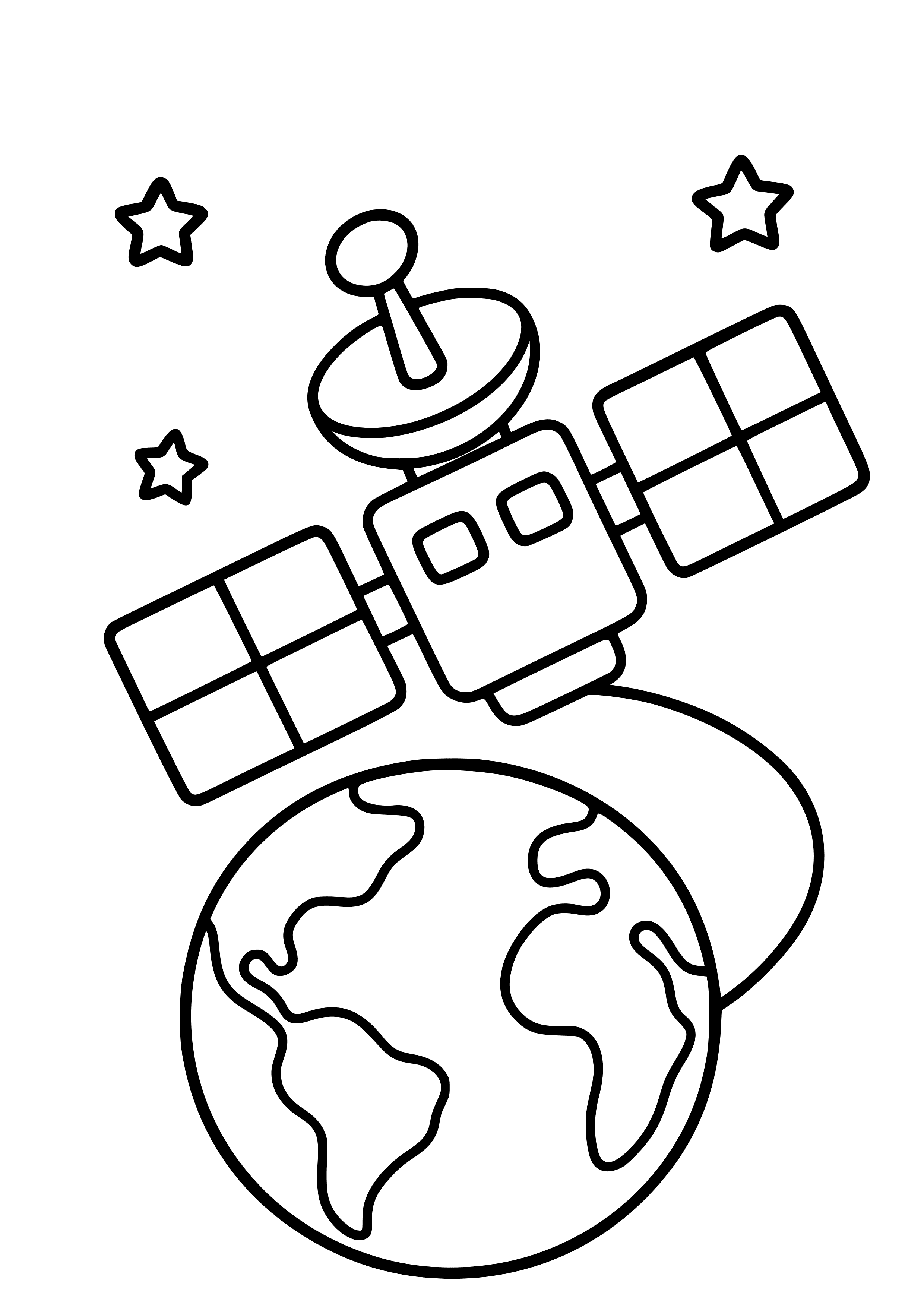 Satellite Orbiting Earth Coloring Page