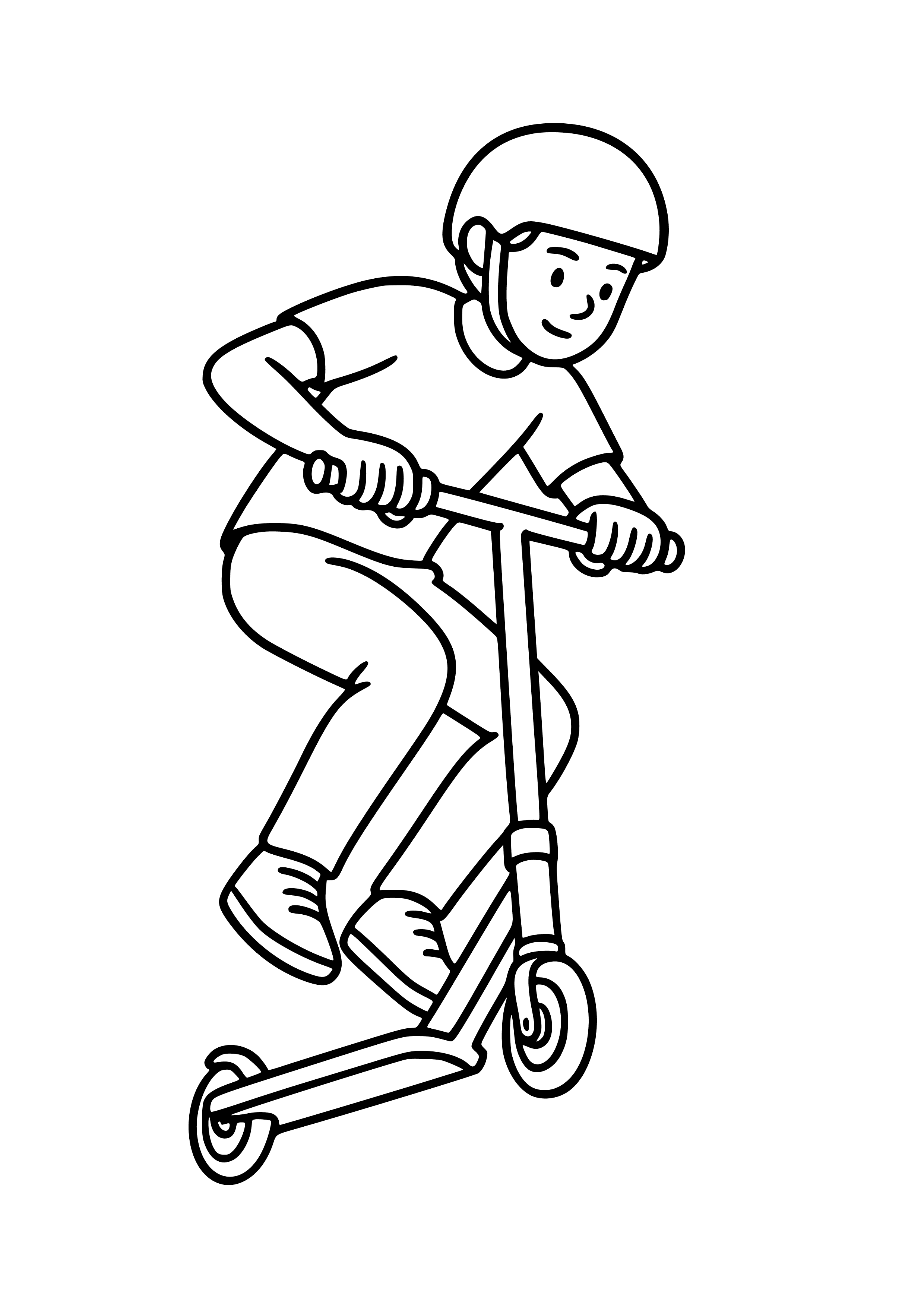 Scooter Rider Doing a Trick Coloring Page