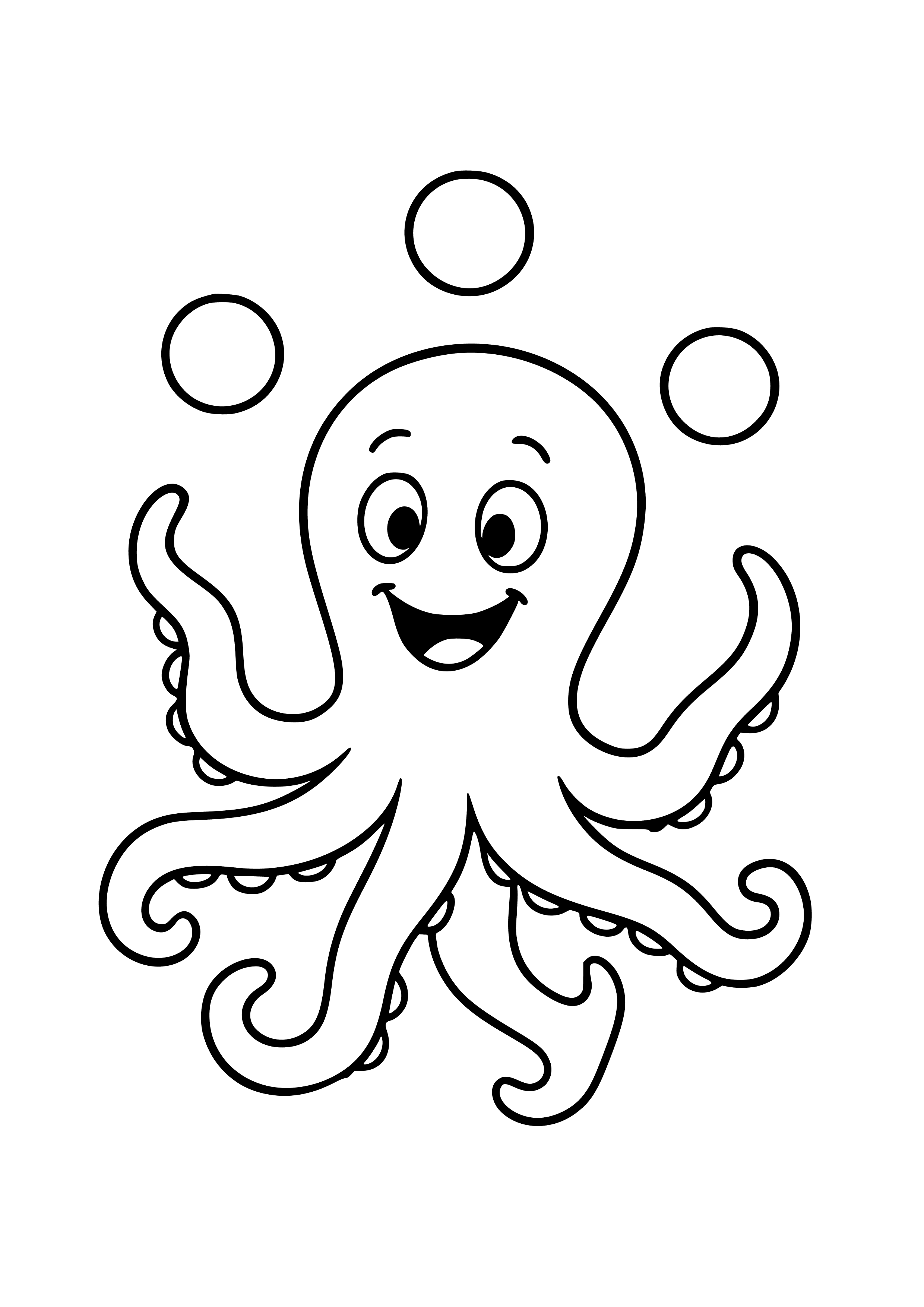 Silly Octopus Juggling Balls Coloring Page