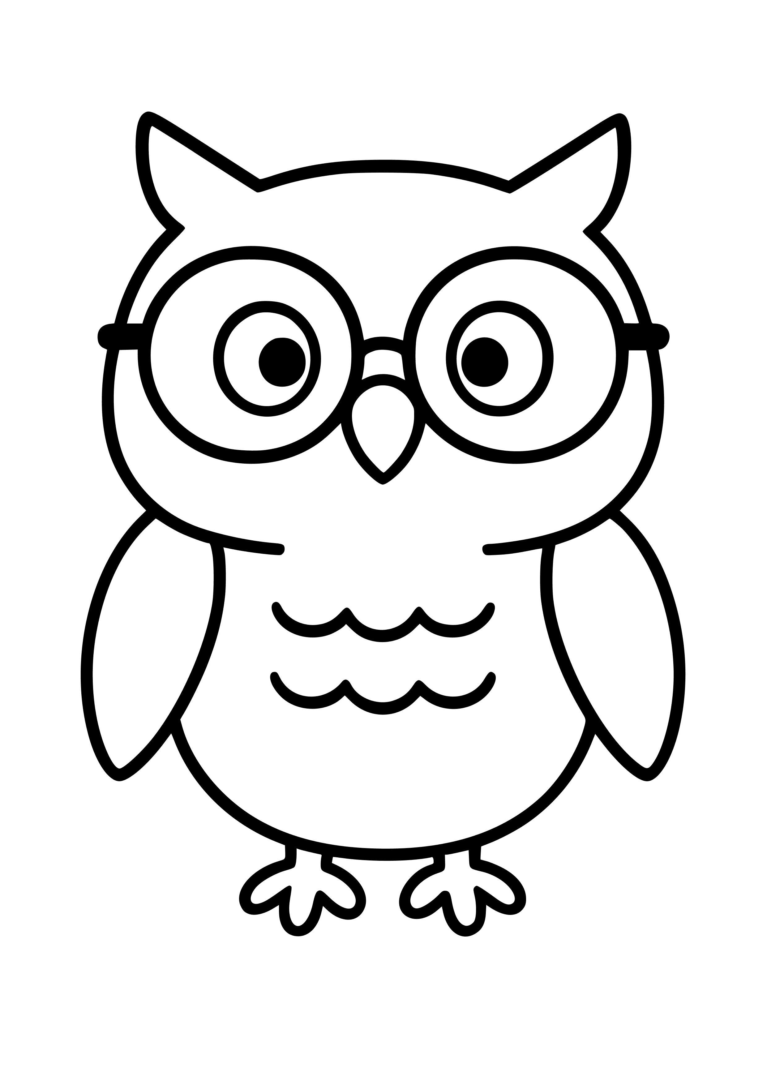 Silly Owl Wearing Glasses Coloring Page