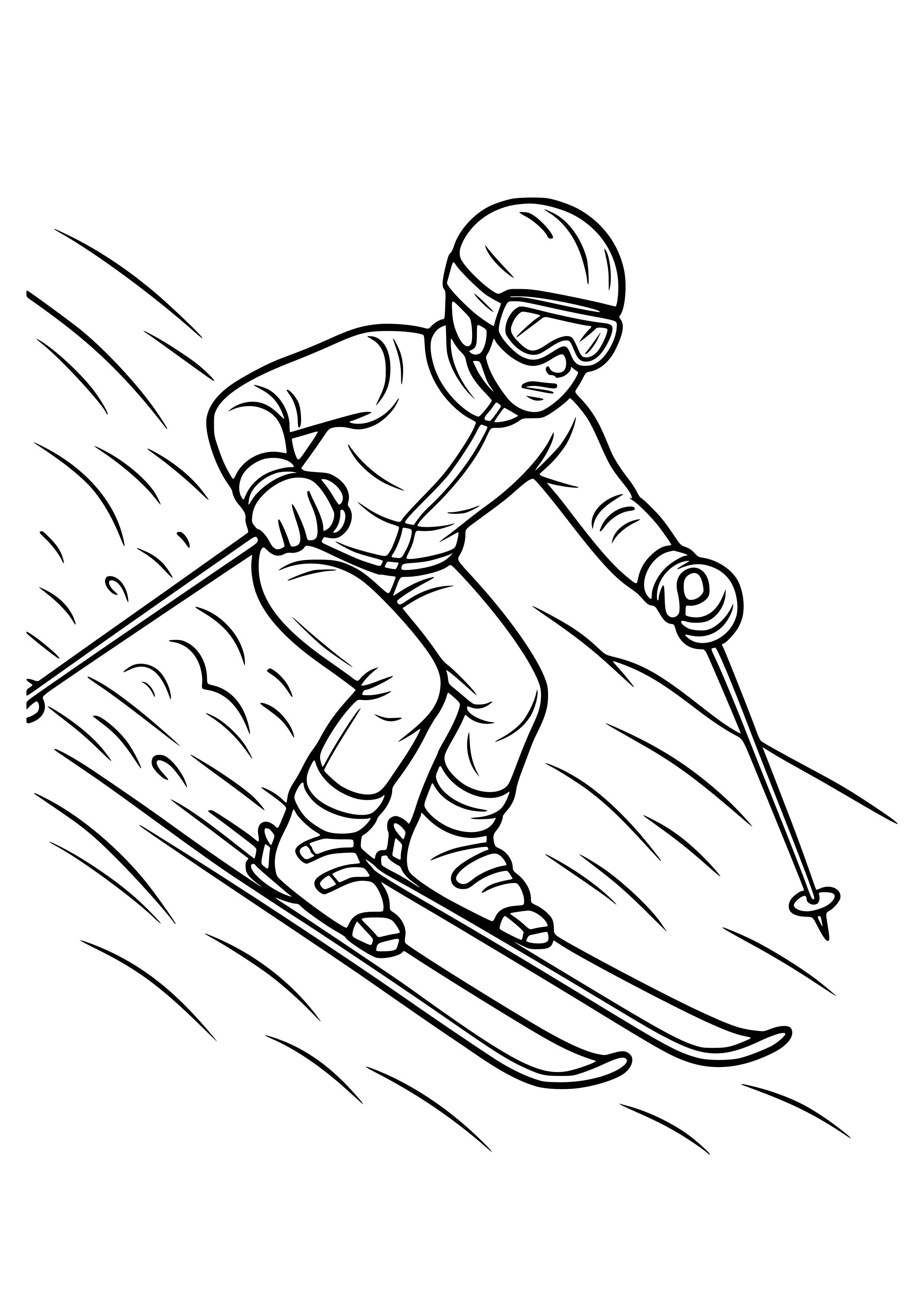 Skier Racing Down a Slope Coloring Page