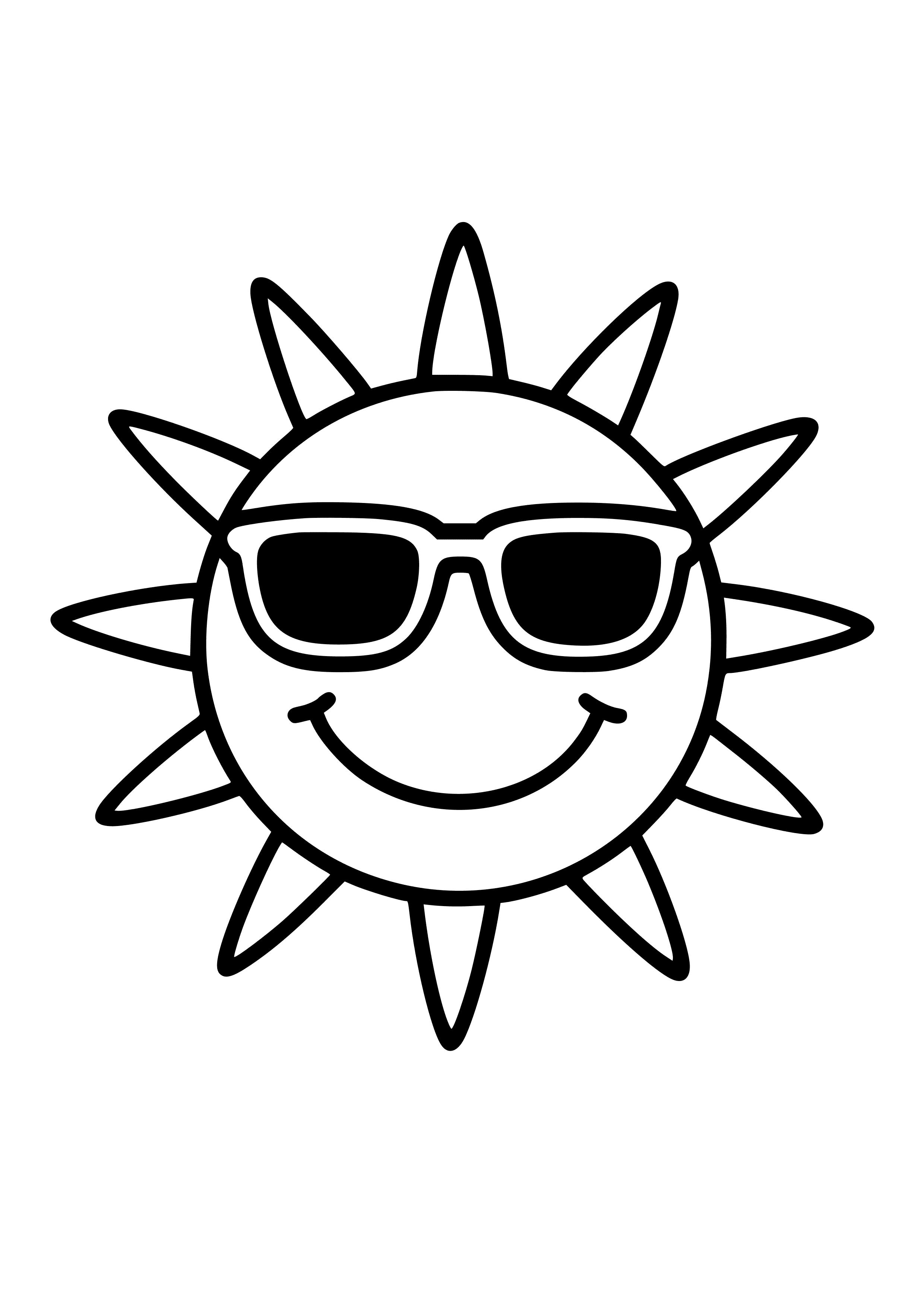 Smiling Sun with Sunglasses Coloring Page