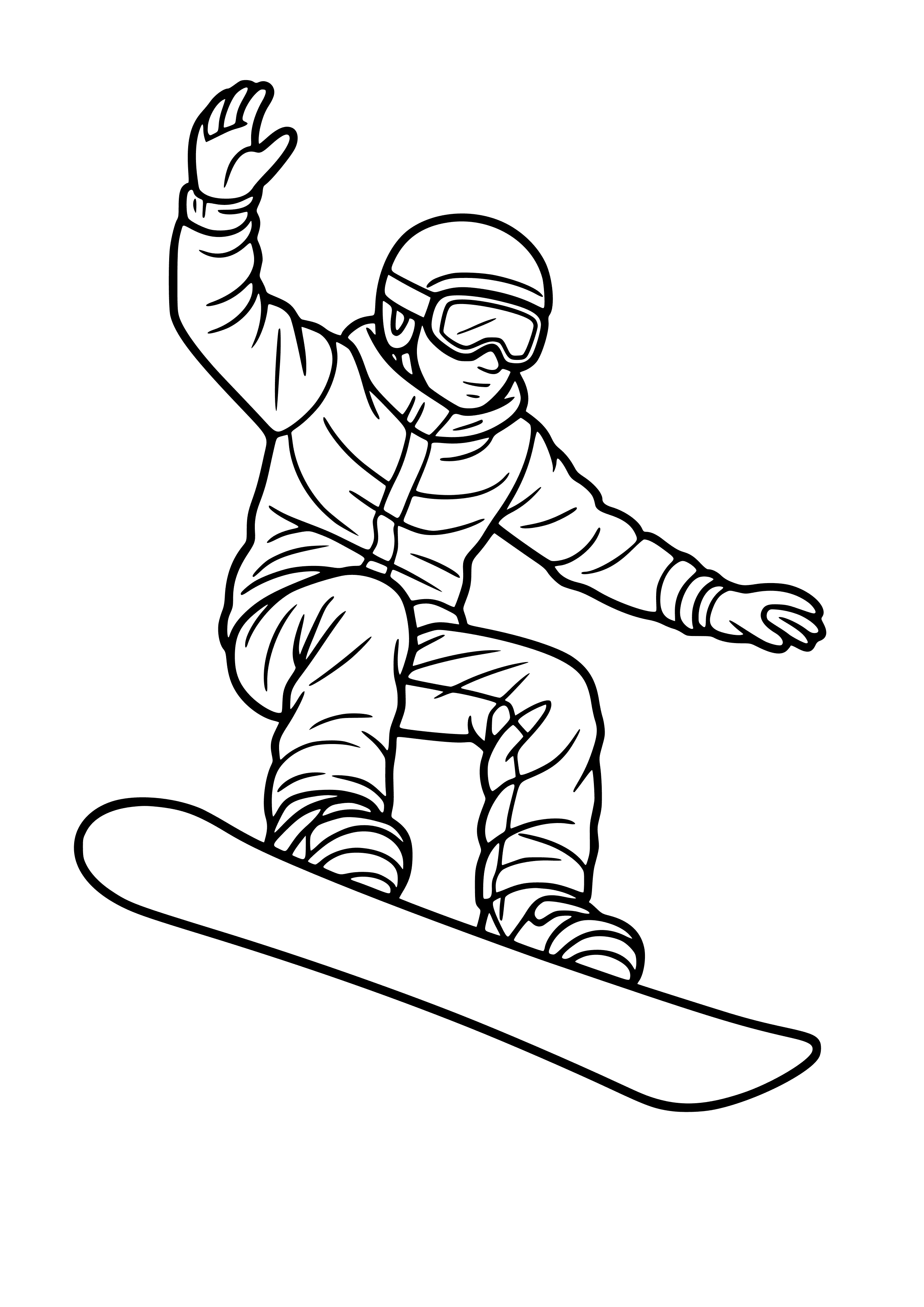 Snowboarder Performing a Jump Coloring Page