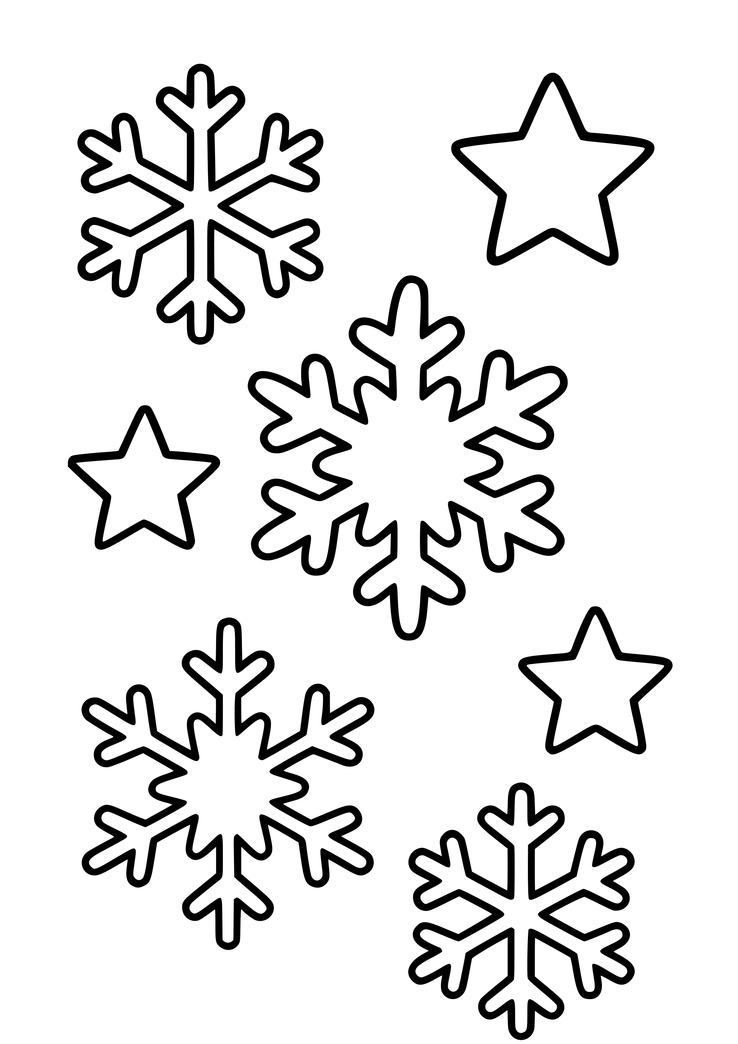 Snowflakes and Stars Pattern Coloring Page
