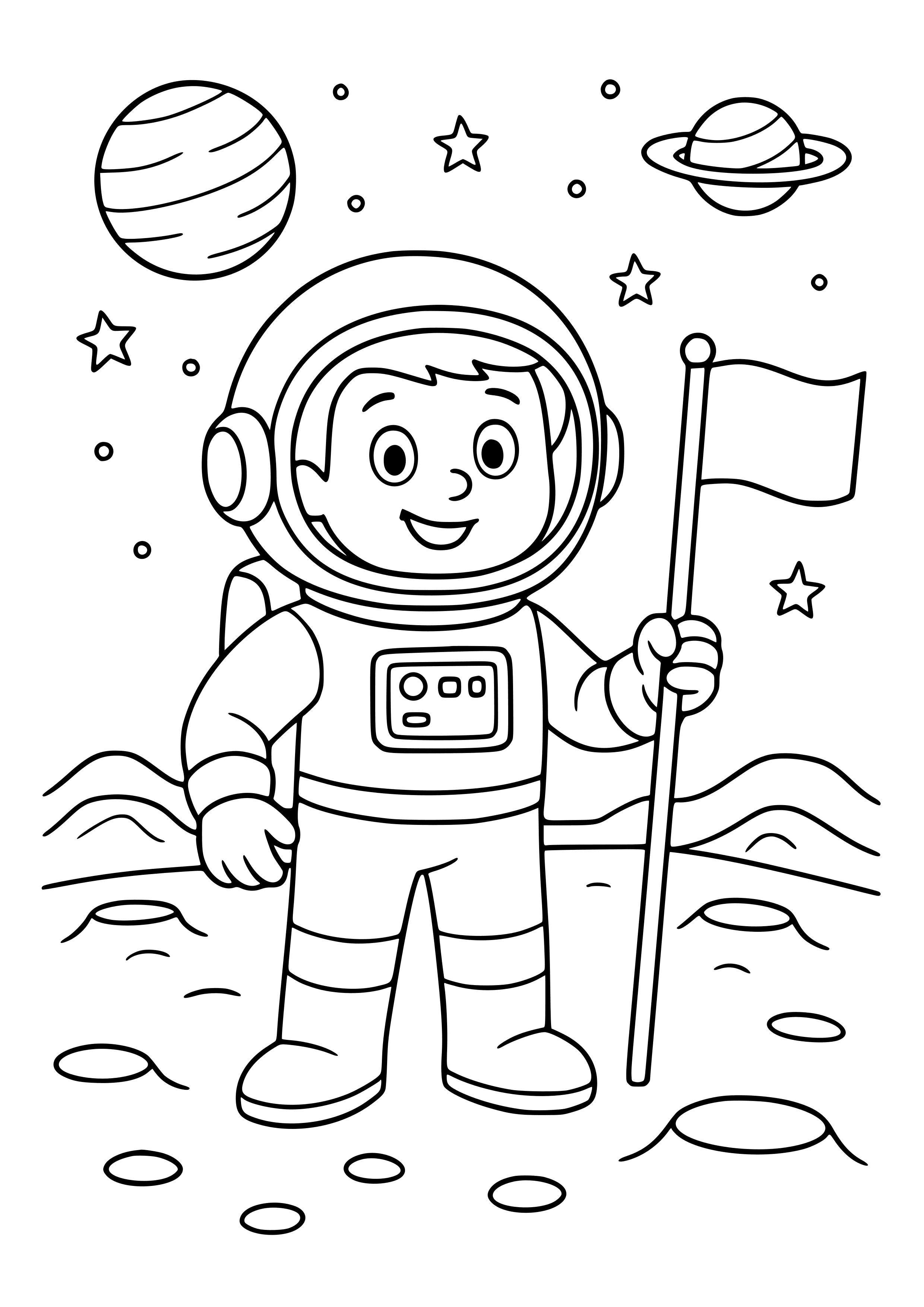 Space Explorer on a Distant Planet Coloring Page